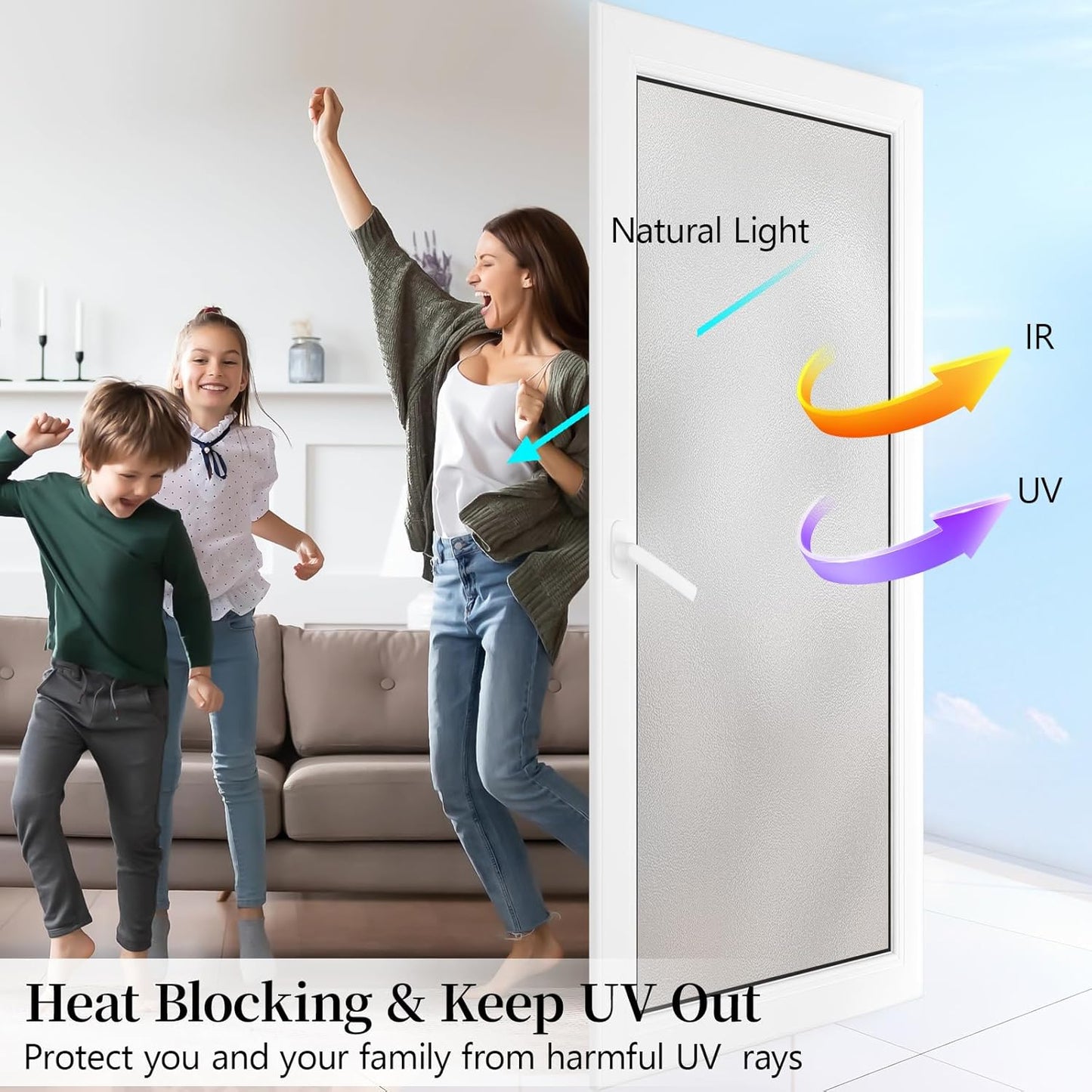 Niviy Etched Privacy Window Film Frosted Glass Static Cling Non Adhesive Window Frost Film for Home Office, 35.4 inch x 78.7 inch