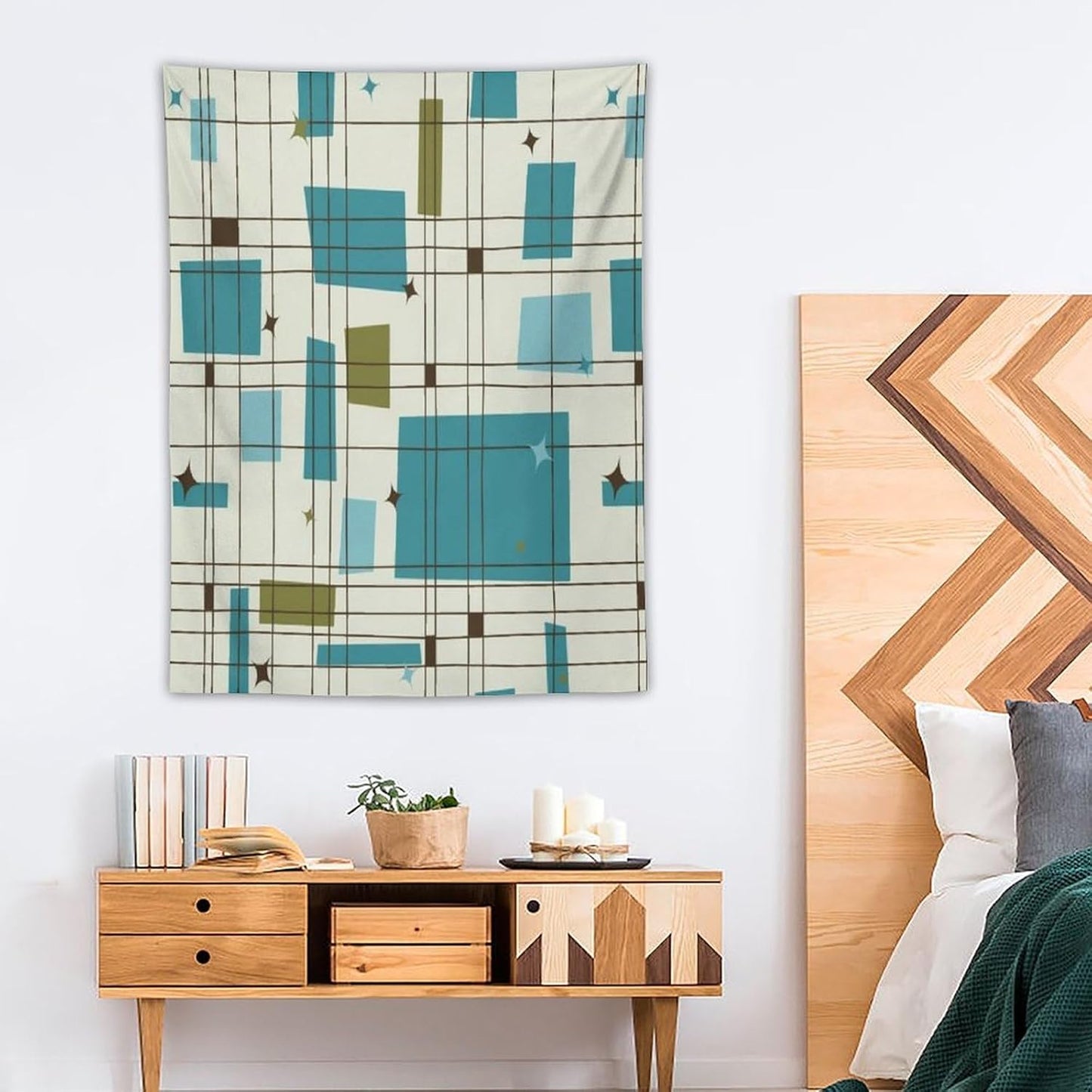 ICMOLYYENLO Boho Medieval Cat Tapestry, Abstract Atomic Starburst Geometric Aesthetic Art Wall Hanging For Bedroom Living Room Dormitory 30x40 Inches