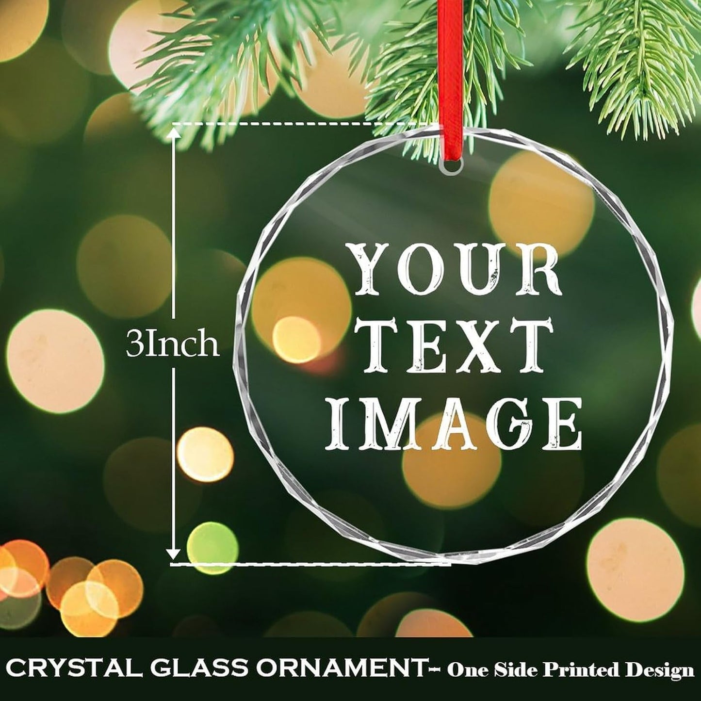 Personalized Christmas Ornaments - Custom Picture & Text Ornaments for Christmas 2024, Baby's 1st Christmas Ornament with Picture for Xmas Tree Custom Gifts for Family, Mom, Dad, Friend (Glass)