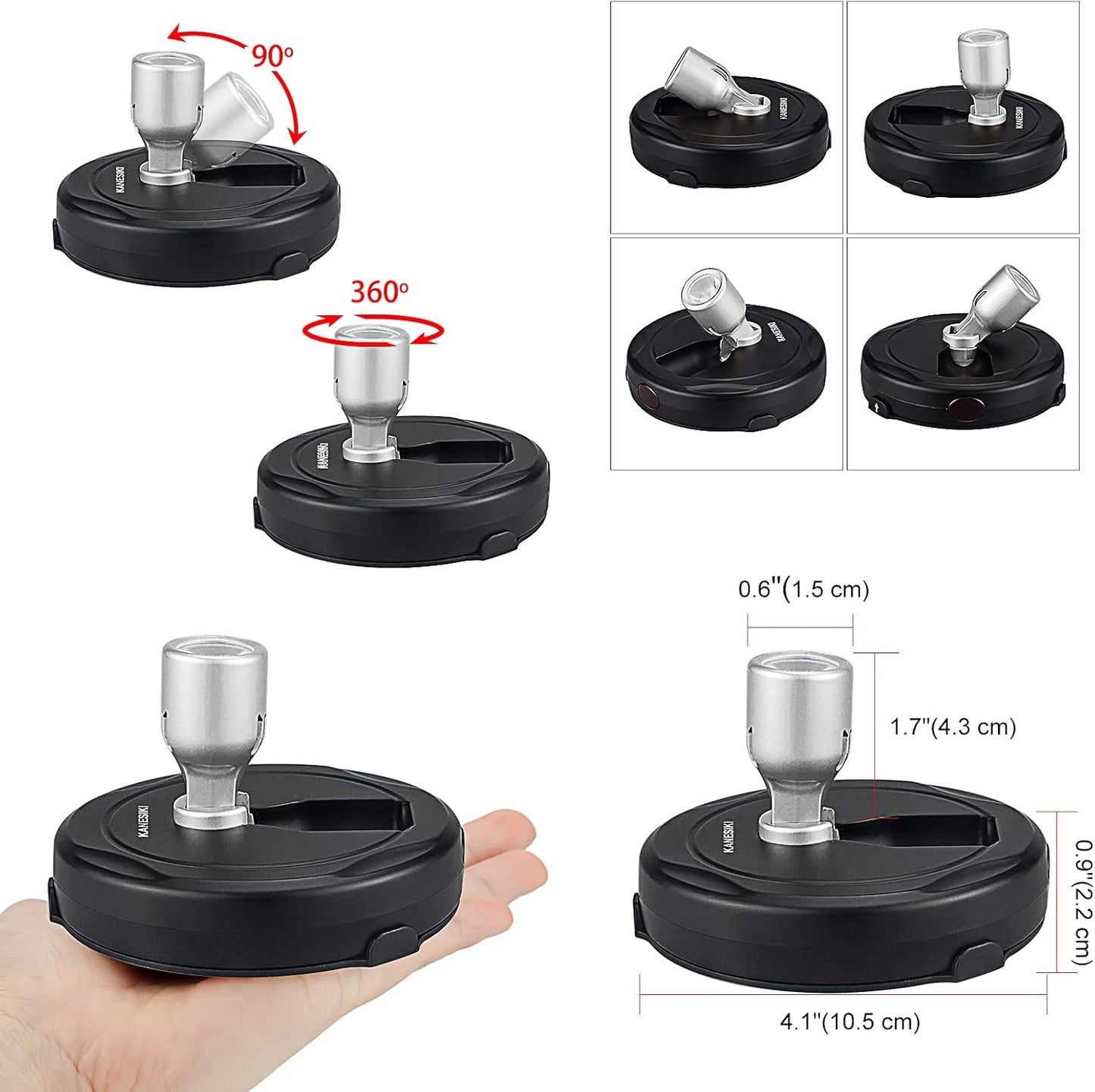 Wireless Spotlight Battery Operated, LED Picture Lights, Stick on Uplighting for Indoor Plant Tree Painting Artwork Portrait Photo Art, Dimmable Accent Puck Light with Remote, 2 Pack