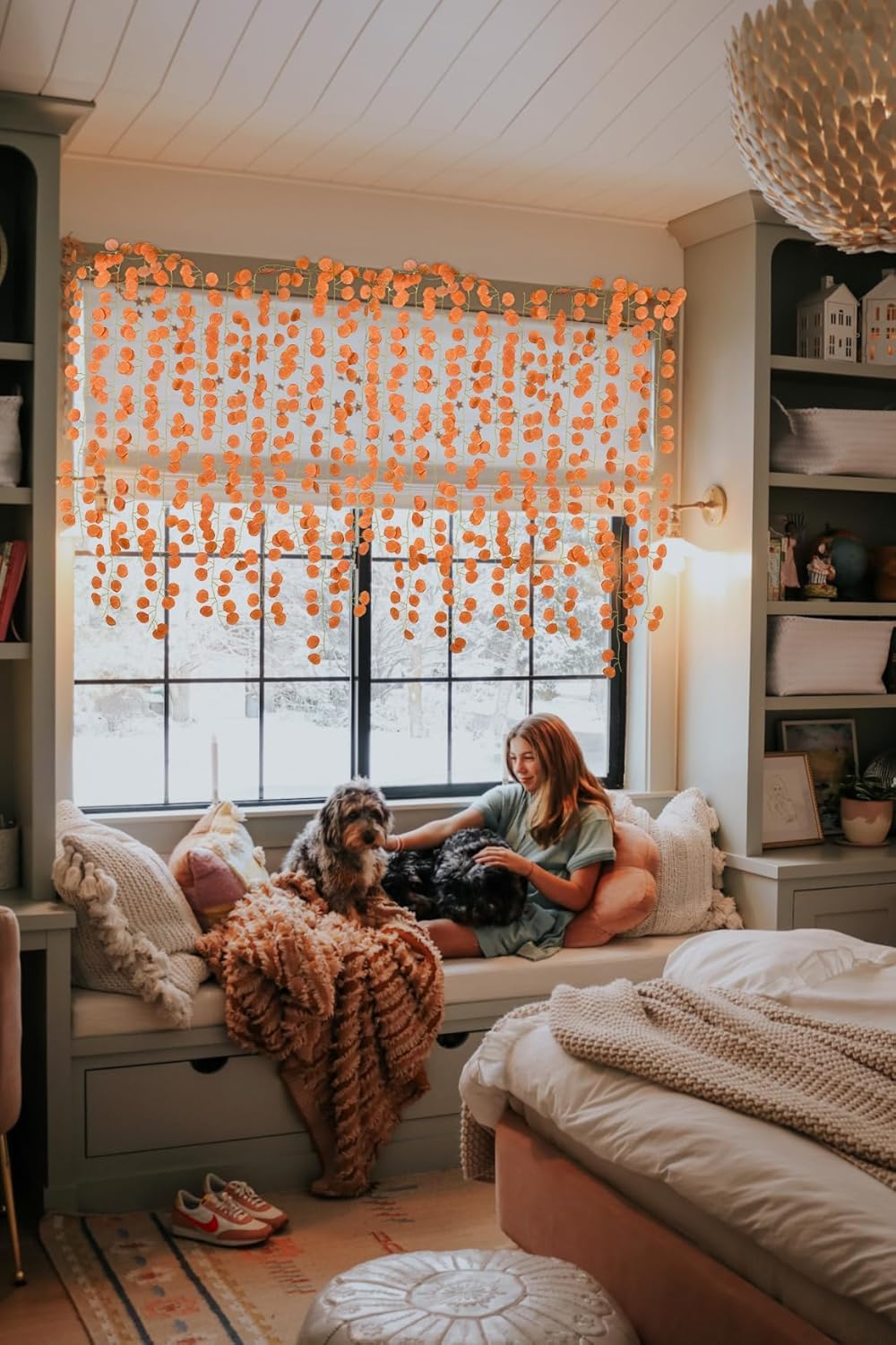 DearHouse 86 Feet 12 Strands Artificial Eucalyptus Leaf Plants Fall Garland Vine Hanging Eucalyptus Garland Thanksgiving Decor for Home Kitchen Wedding Wall Decor