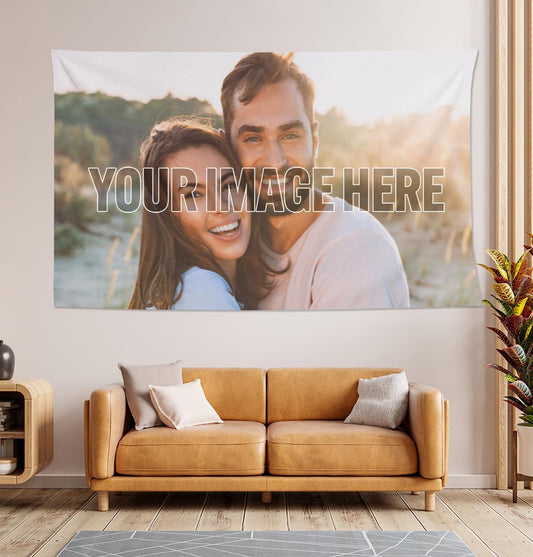 Personalized Custom Tapestry - Ships Next Business Day, Made in USA - Upload Your Own Image for a Unique Wall Hanging Backdrop, Perfect for Home & Living Room Decor, Bedroom Wall Art (50x60)