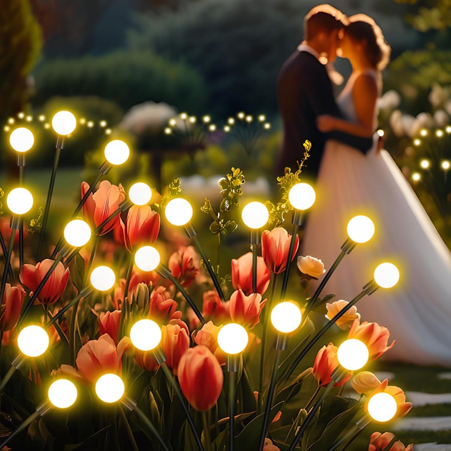 Solar Garden Lights Outdoor,2 Pack 16LED Waterproof Solar Powered Lights for Yard Pathway Patio, Swaying Lawn Decor as Gardening Gifts for Women Holiday