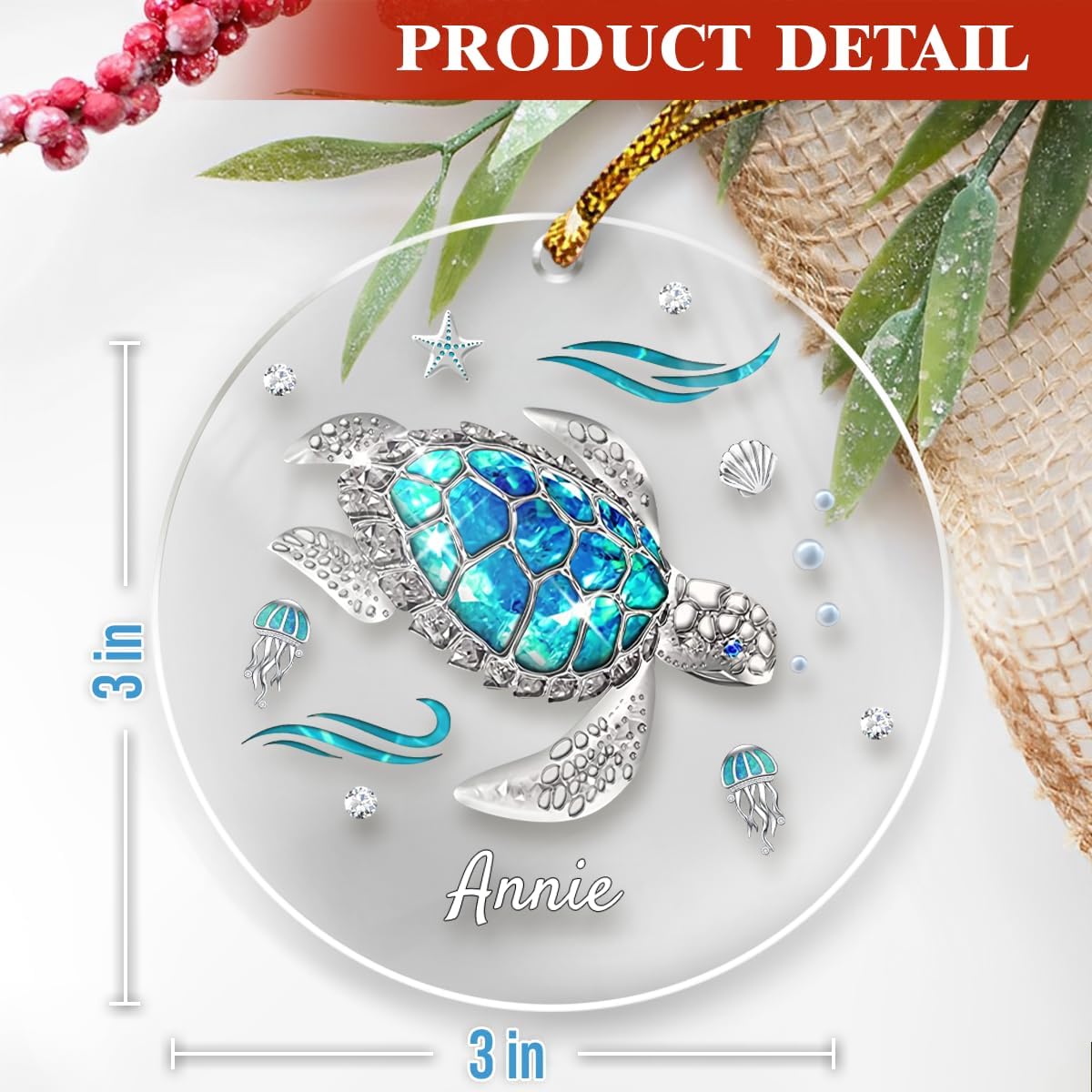 Personalized Best Friend Photo Christmas Ornament, Bestie Round Acrylic Ornament with Picture, Friendship Ornament Keepsake Xmas Tree, Customized Photo Best Friend Ornaments