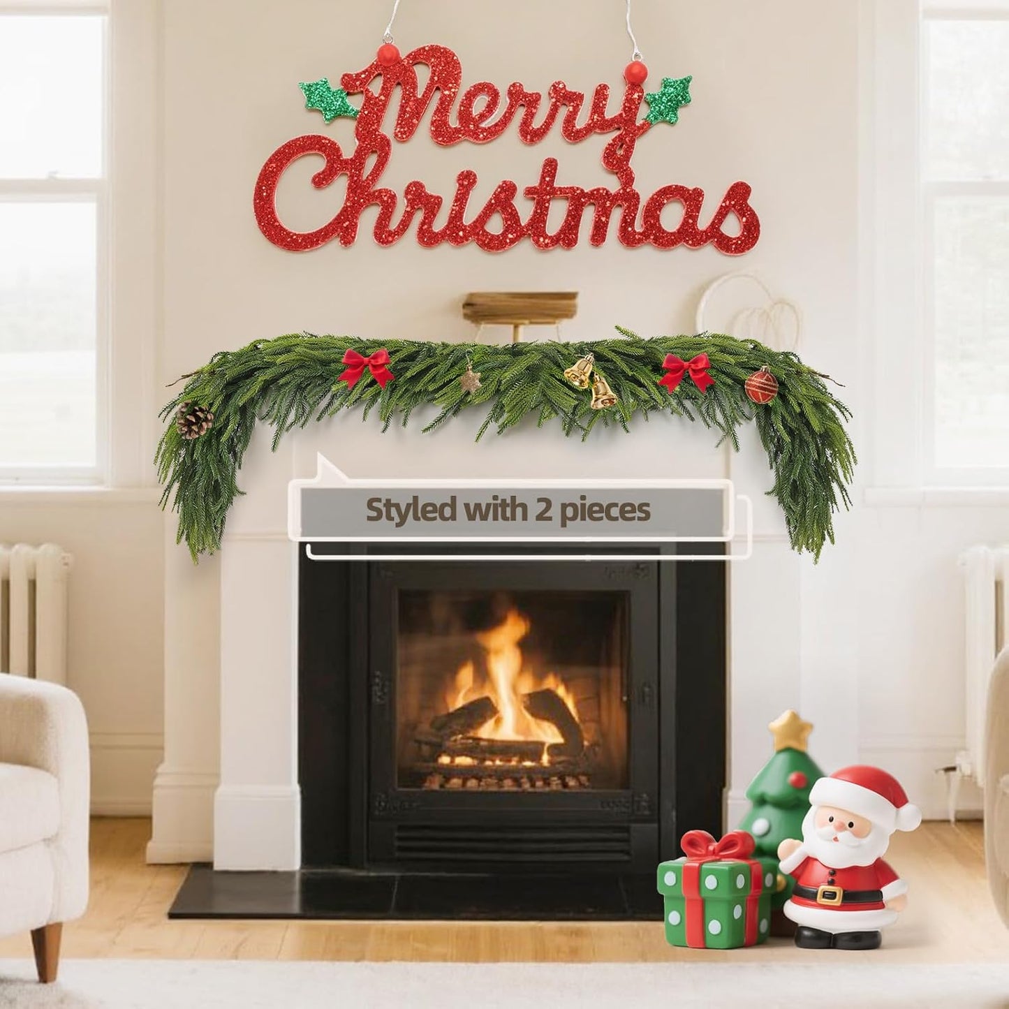 6FT Artificial Norfolk Pine Garland – Real Touch Greenery Garland, Dense Green Plants for Indoor Outdoor Christmas, Holiday, and Home Decoration (1, 6FT-)