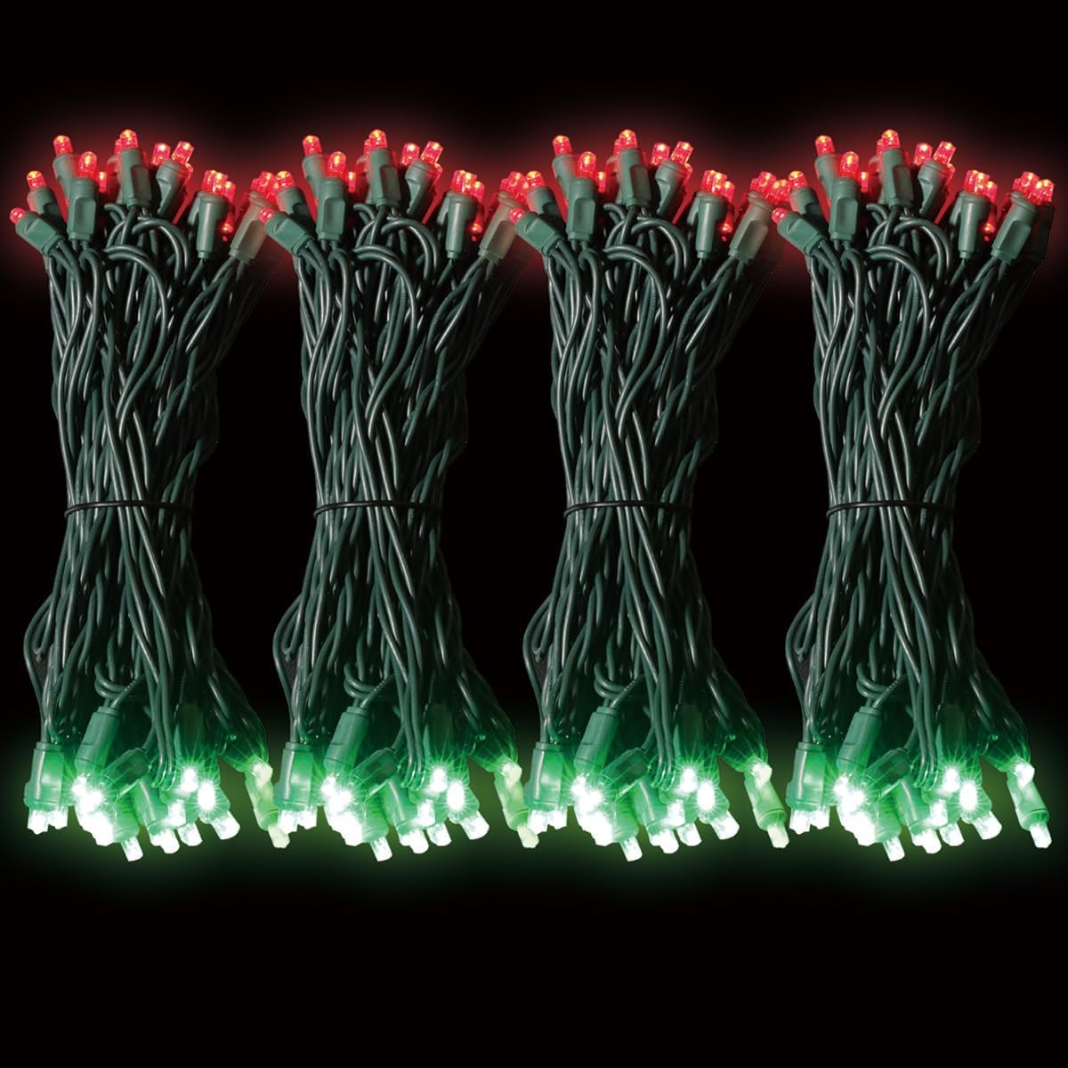 600LED (12pk of 50L) String Lights,LED Christmas Lights, 6" SPACING,Green Wire,Red and Green