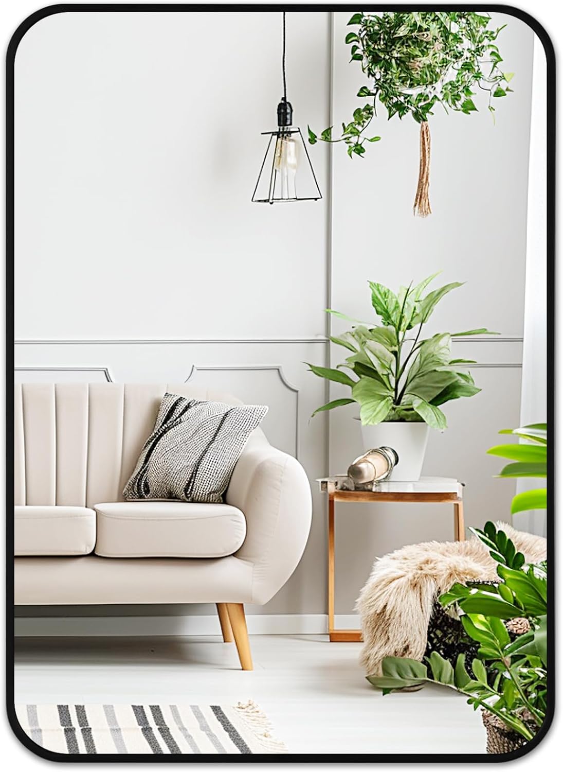 Fabuday Black Wall Mirror for Bathroom Over Sink - 22x30 Matte Metal Framed Rectangle Mirror, Rounded Rectangular Vanity Mirrors for Living Room, Bedroom, Entryway, Hallway, Horizontally/Vertically