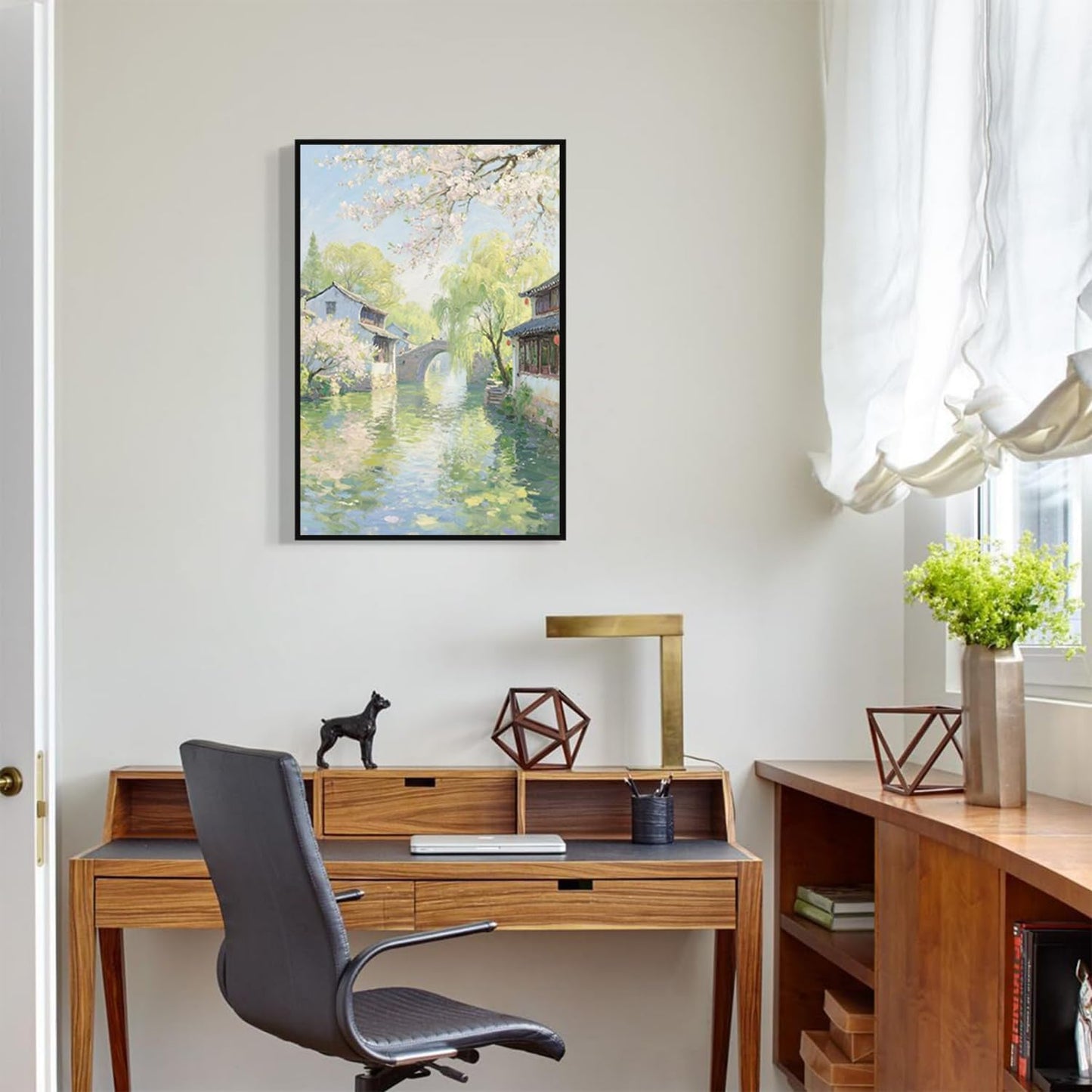 Small bridge stream house Jiangnan style landscape poster suitable for living room bedroom office natural oil painting poster