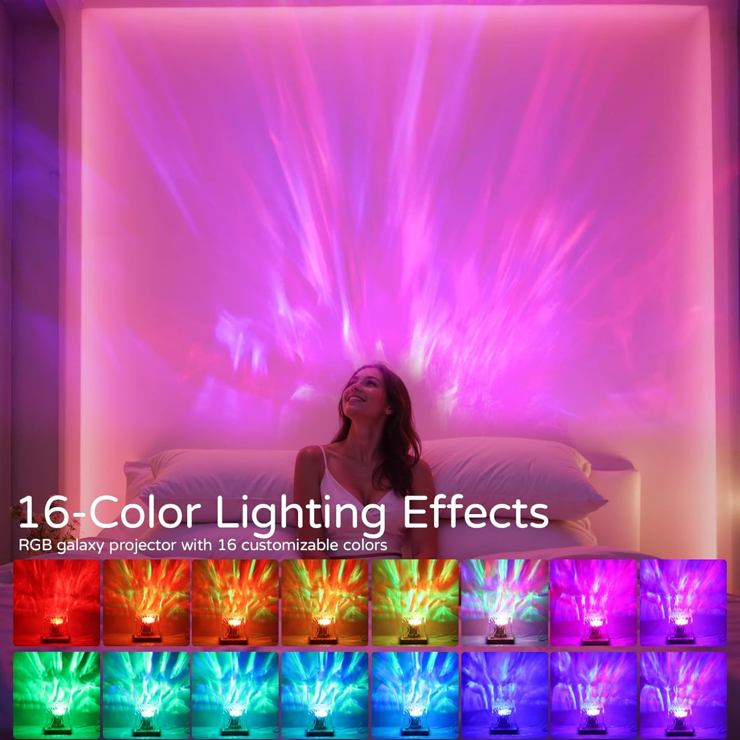 Northern Lights Projector Rechargeable, Luminorthe Cube Lamp Lava Lamp Ambient Lighting Galaxy Projector with 16 Colors and Aurora Drift Effects for Room Decor Teen Girl Gifts Classroom - Cordless