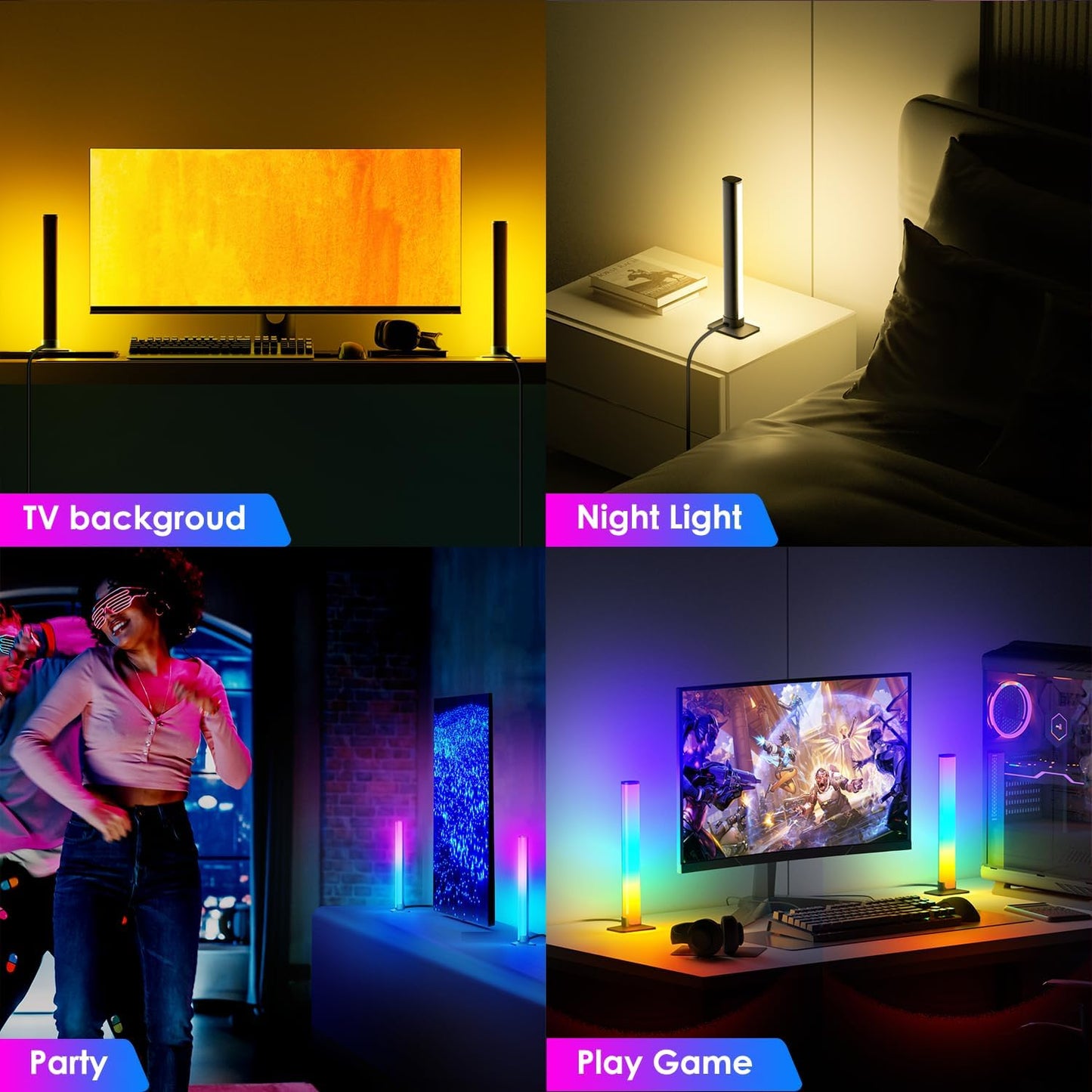 RGB Light Bar,Smart LED Light Bar for Room,16 Million Colors,Three Control Modes,Dynamic Music Sync Mode,213 Preset Modes,USB Interface（Without Adapter）