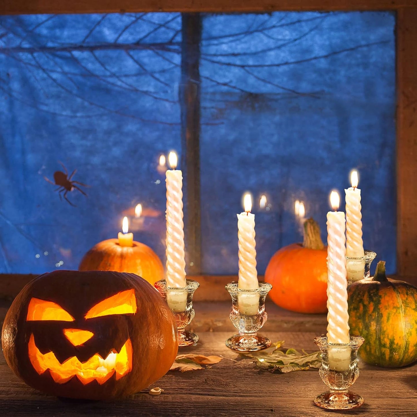 Foaincore 48 Pcs Glass Candlestick Holders Bulk 2.5 Inch Taper Candle Holders Small Ritual Candle Stand Table Centerpieces for Wedding Christmas Valentine's Festival Party Dining Decorations