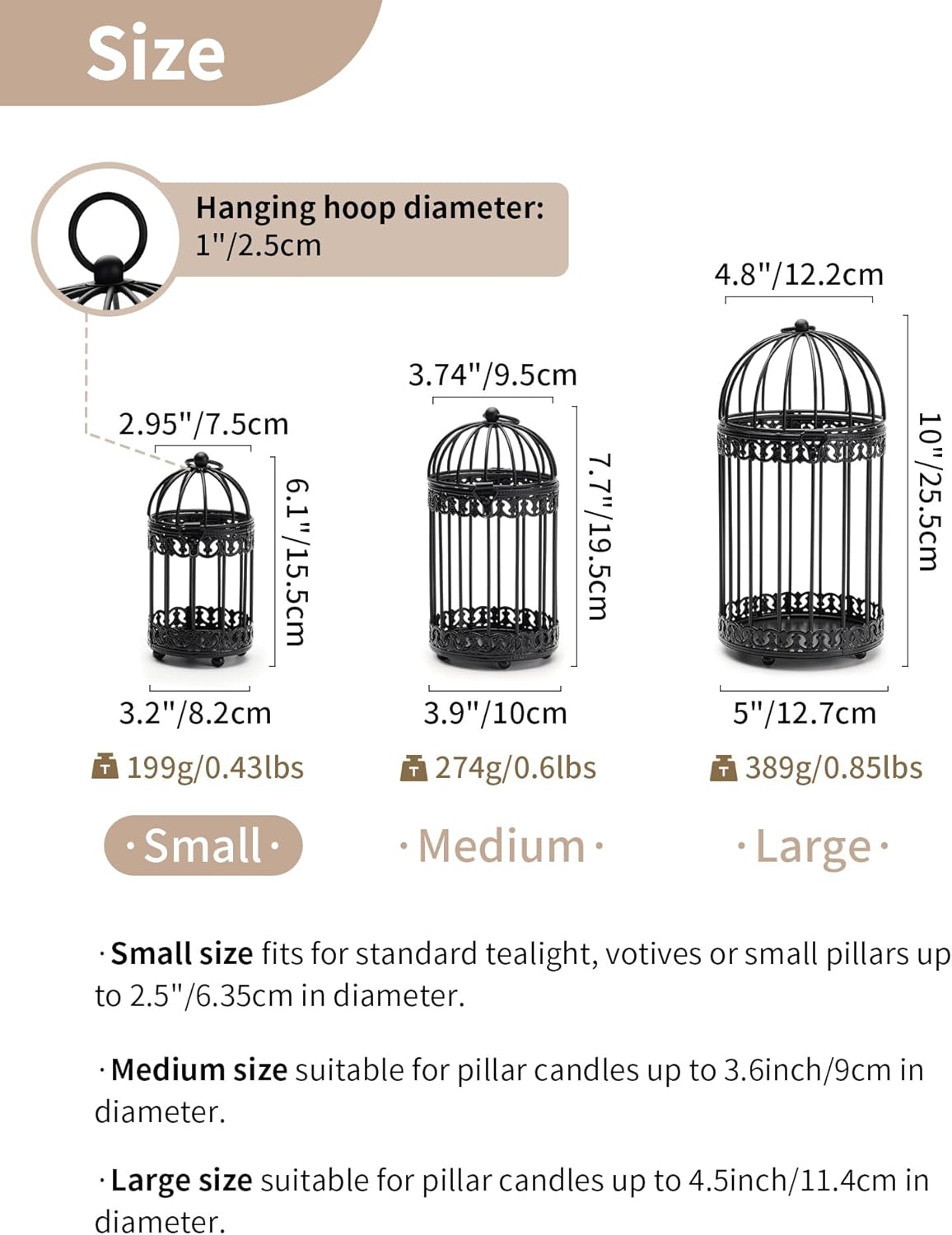 NUPTIO Vintage Bird Cage Decor: Decorative Bird Cage Candle Holder for Table - Hanging Metal Small Birdcage Tealight Votive Holders for Christmas Bridal Shower Centerpiece 6 Inch H