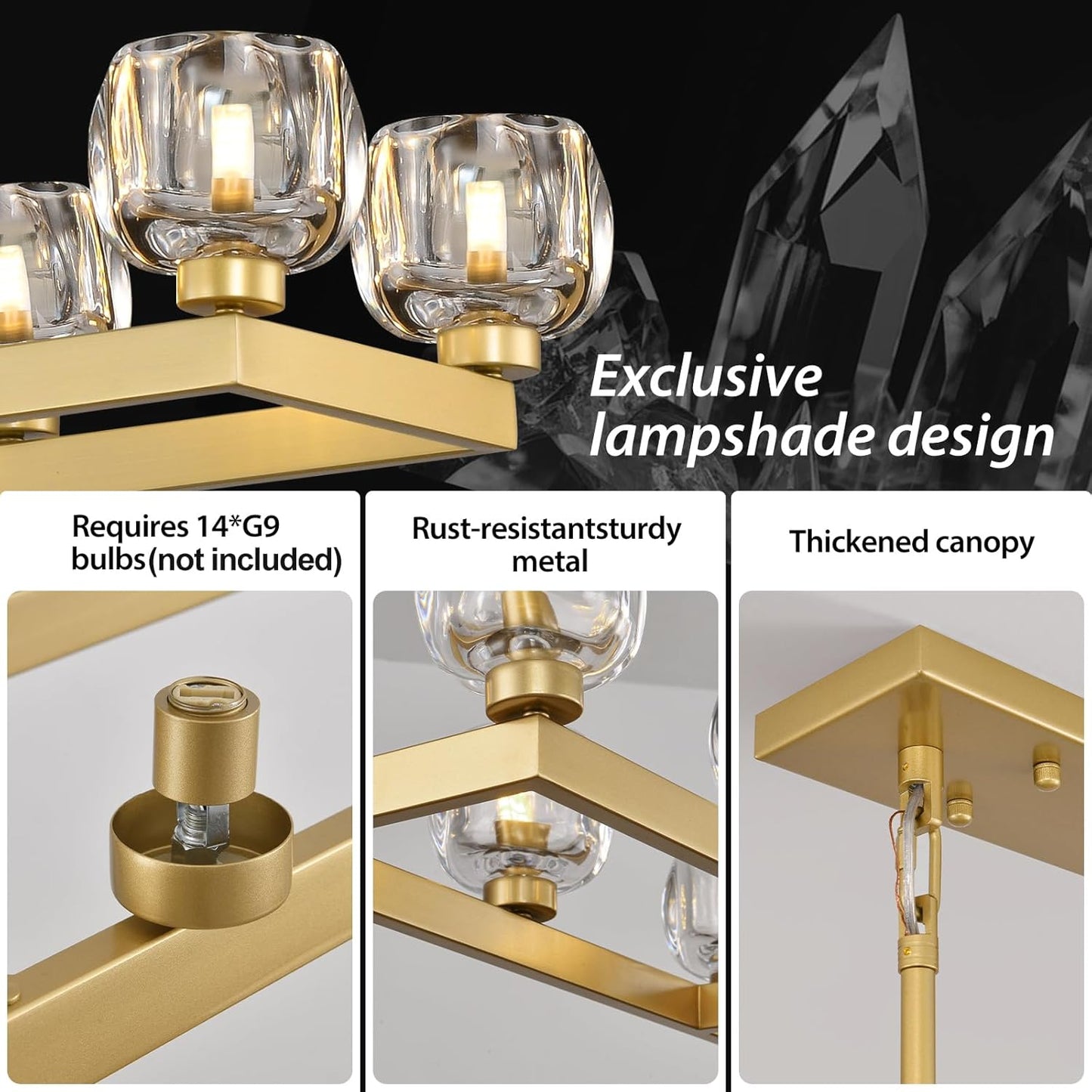 72 Inch Brass Rectangle Wagon Wheel Chandeliers, Gold Chandelier for Dining Room Over Table, Modern Crystal Long Chandelier for High Ceiling, Farmhouse Large Linear Chandeliers for Kitchen Island