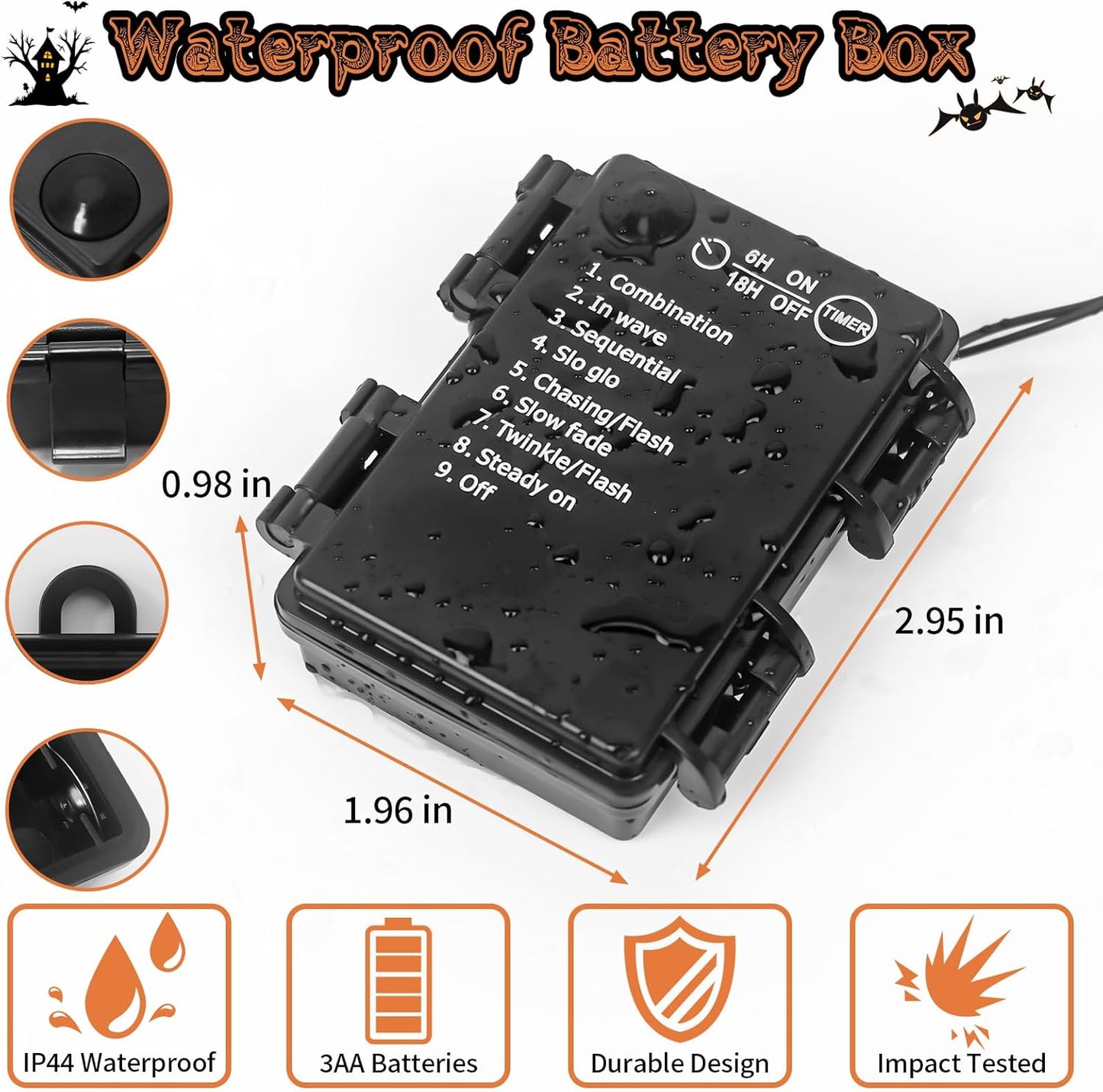 Halloween Horror Atmosphere Lights, Orange&Purple LED String Lights with 9.9FT Creepy Black Gauze, Battery Powered with Timer & 8 Flashing Modes (2 Pack Orange & Purple)