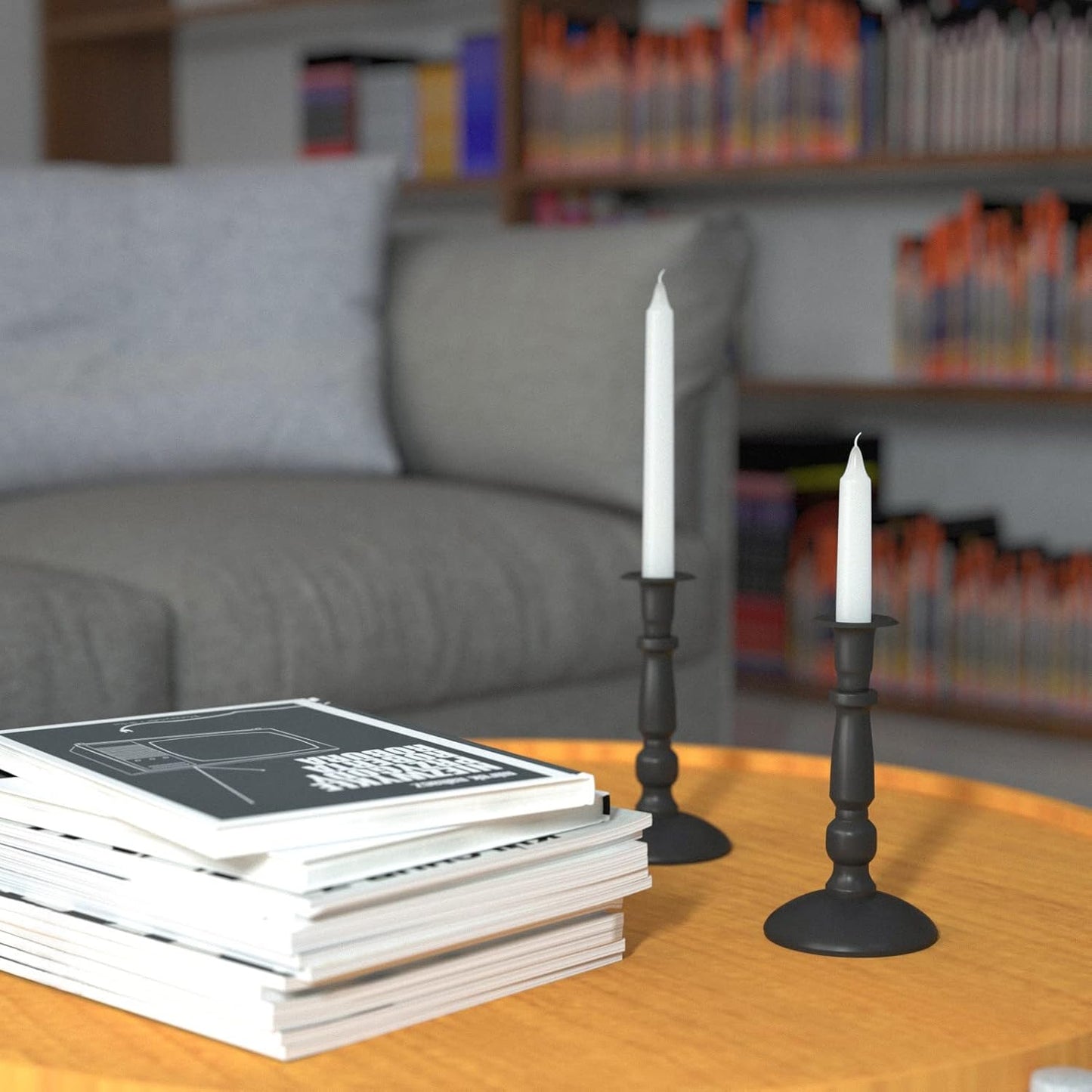 Matte Black Skinny Taper Candle Holder - Iron Slim Candle Stand for 7/8" Candles, Elegant Table Centerpiece for Home Decor and Farmhouse Table - 7"