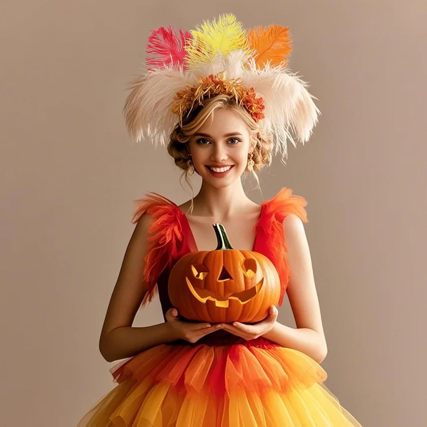 THARAHT Red Orange Yellow Ostrich Feathers 24pcs Natural Bulk 10-12Inch 25cm-30cm for Crafts Wedding Party Centerpieces Halloween and Home Decoration Feathers