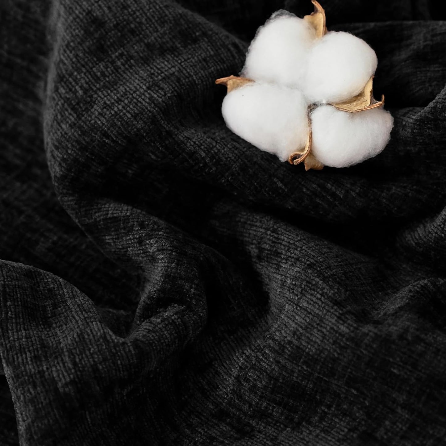 CaliTime Throw Pillow Covers Decorative 20 X 26 Inches Pack of 2 Cozy Chenille Standard Pillow Shams Cases for Couch Sofa Bed Living Room Home Black