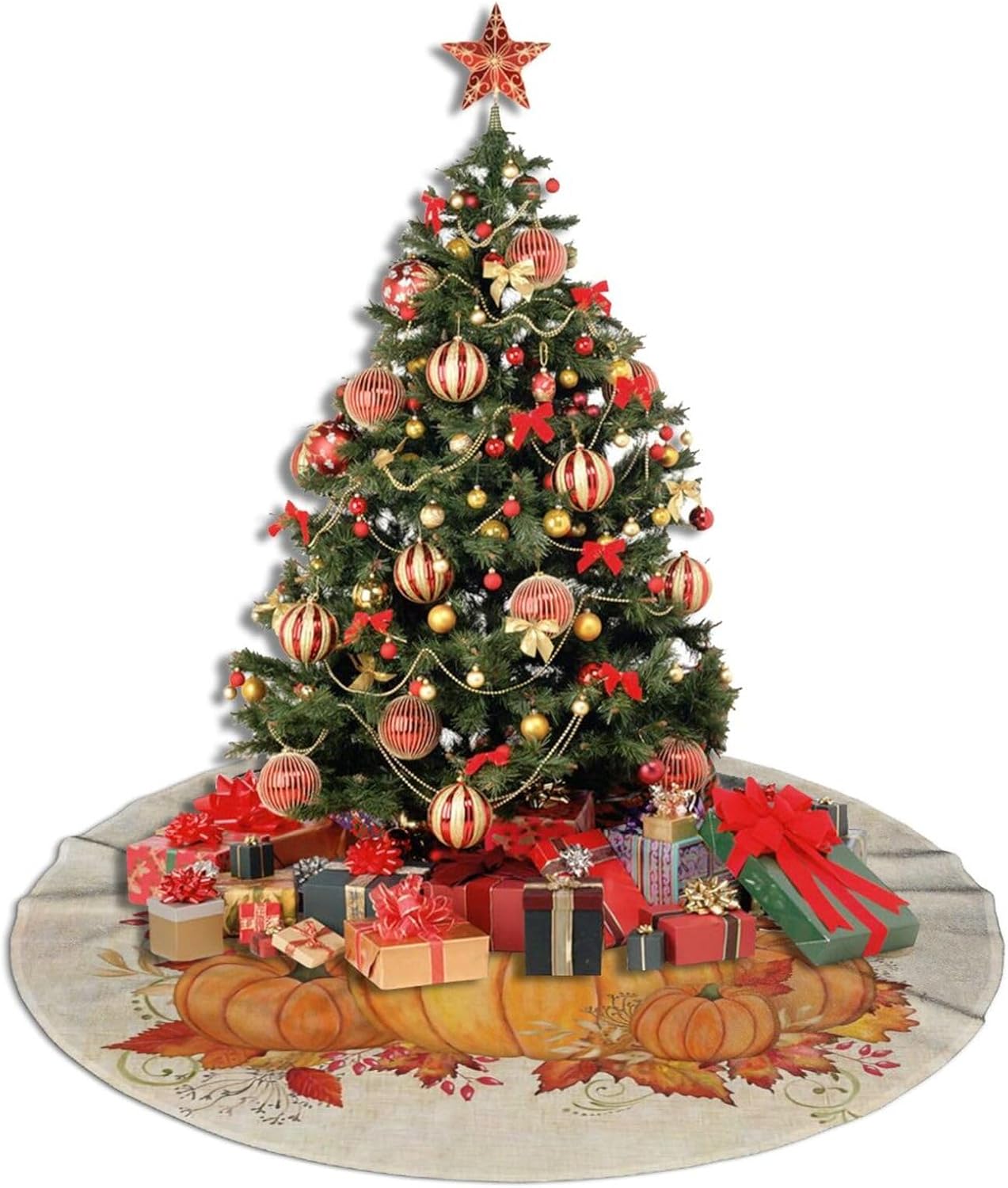 Christmas Tree Skirt,Fall Blessings Xmas Tree Skirt Rustic Farmhouse Tree Skirt for Christmas Decor Xmas Holiday Home Party Decorations48