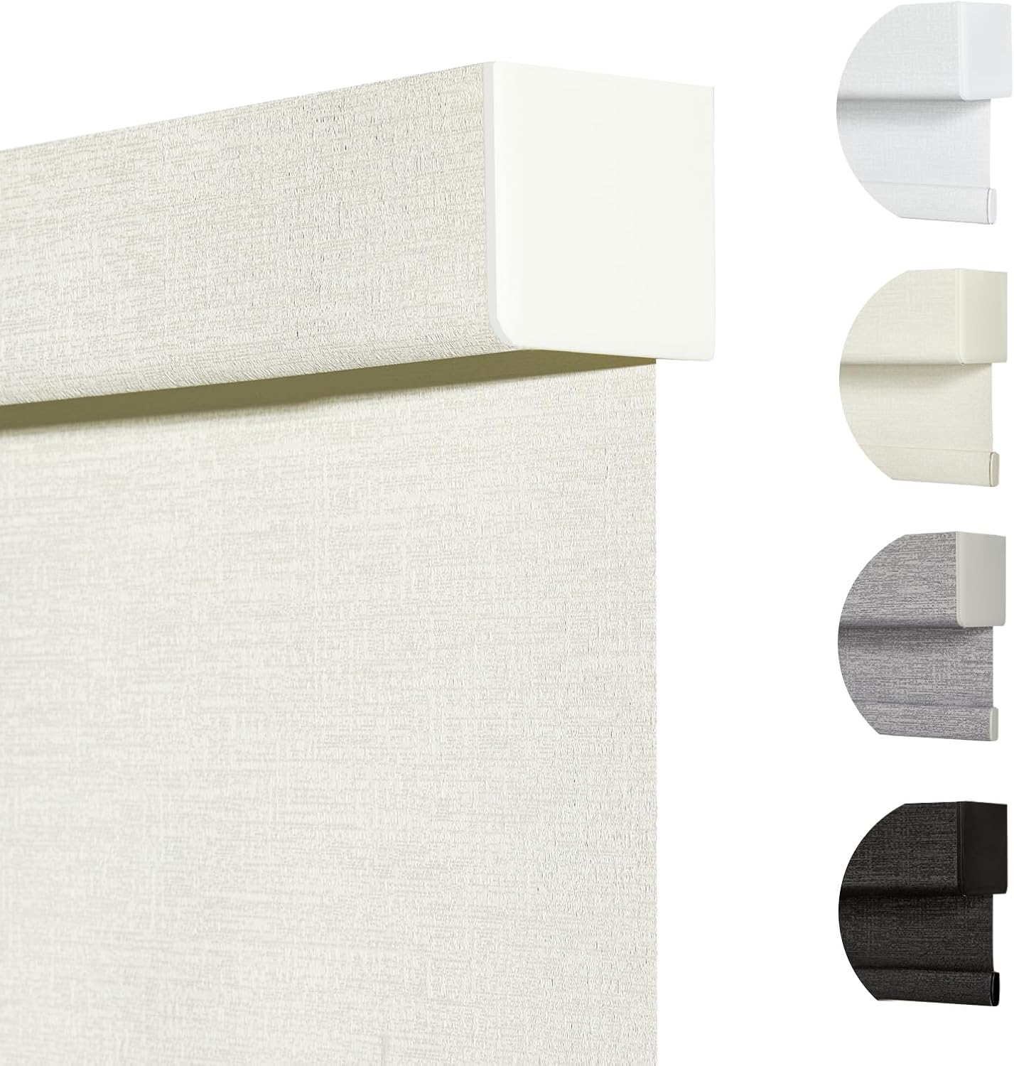 Persilux Blackout Shades for Windows Cordless Roller Blinds, Roller Windows Shades for Home with Fabric Attached Valance, UV Protections Easy Installation for Door/Office, Limestone(53.5" W x 72" H)