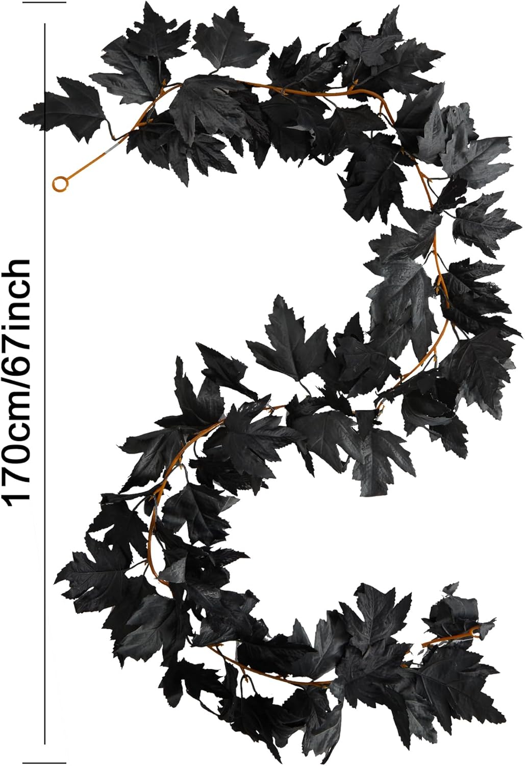PARTY JOY Black Artificial Maple Leaf Garland - 6PCS 5.6Ft Halloween Decor, Gothic Fall Vines for Front Porch, Thanksgiving Autumn Table Centerpiece & Wall Hanging
