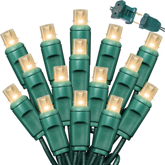 600LED (12pk of 50L) String Lights,LED Christmas Lights, 6" SPACING,Green Wire,Warm White