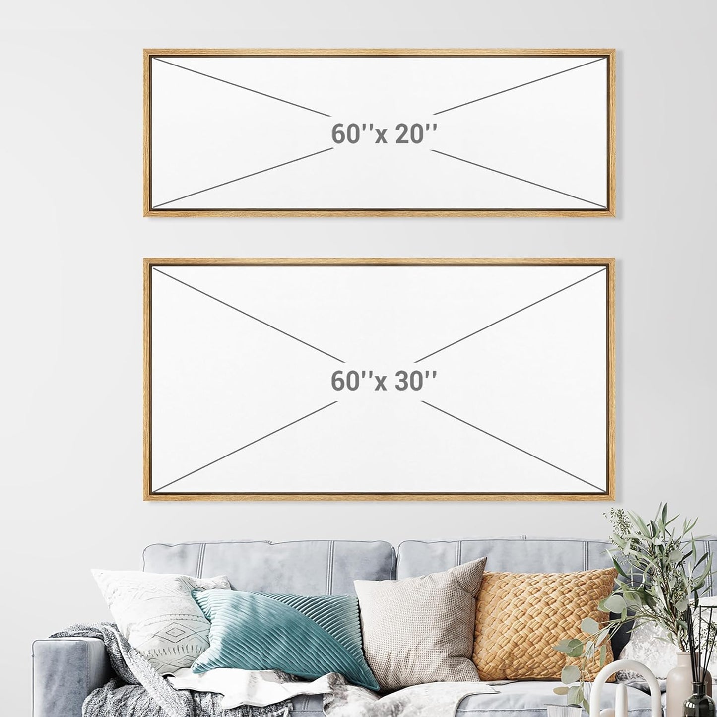 MUDECOR Extra Large Framed Canvas Print Wall Art Pastoral Beauty Classic Mountainous Landscape Illustrations Antique Retro Fine Art Illustrations Decorative Colorful for Bedroom - 60"x30"