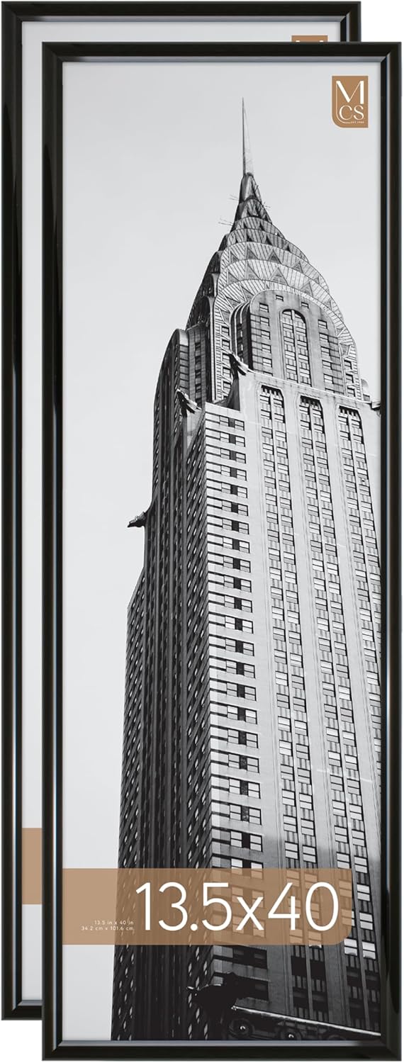 MCS Trendsetter 13.5x40 Poster Frame Black High-Gloss, Vertical & Horizontal Wall Hanging Large Picture Frame for Photos, Posters & Art Prints (1-Pack)