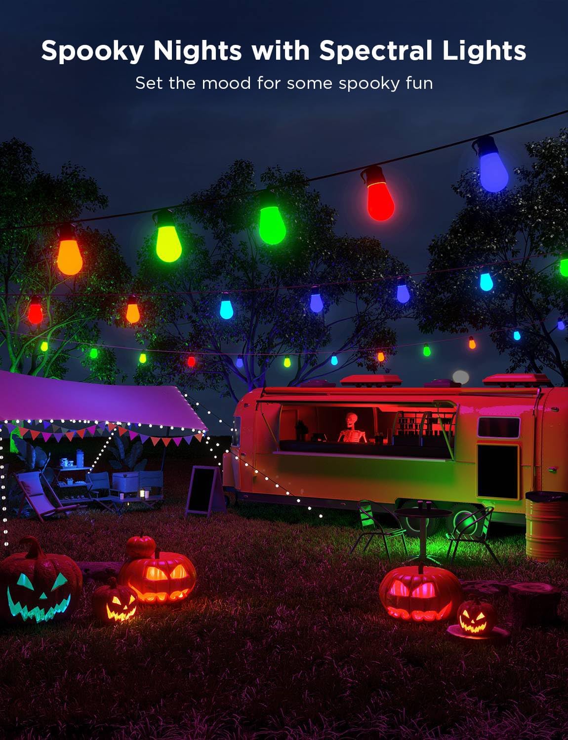 Govee Smart Outdoor String Lights H7016, 96ft RGBIC Outdoor Lights with 30 Dimmable LED Bulbs, IP65 Waterproof, Color Changing Warm White Lights with 47 Scene Modes for Patio, Backyard, App Control