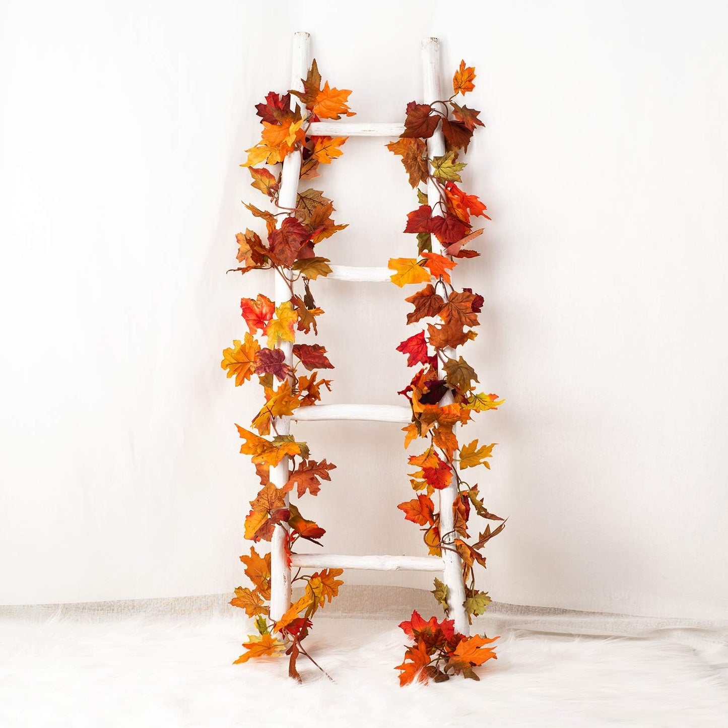 Lvydec 2 Pack Fall Maple Garland - 5.9ft/Piece Artificial Fall Foliage Garland Colorful Autumn Decor for Home Wedding Party (Mixed Color)