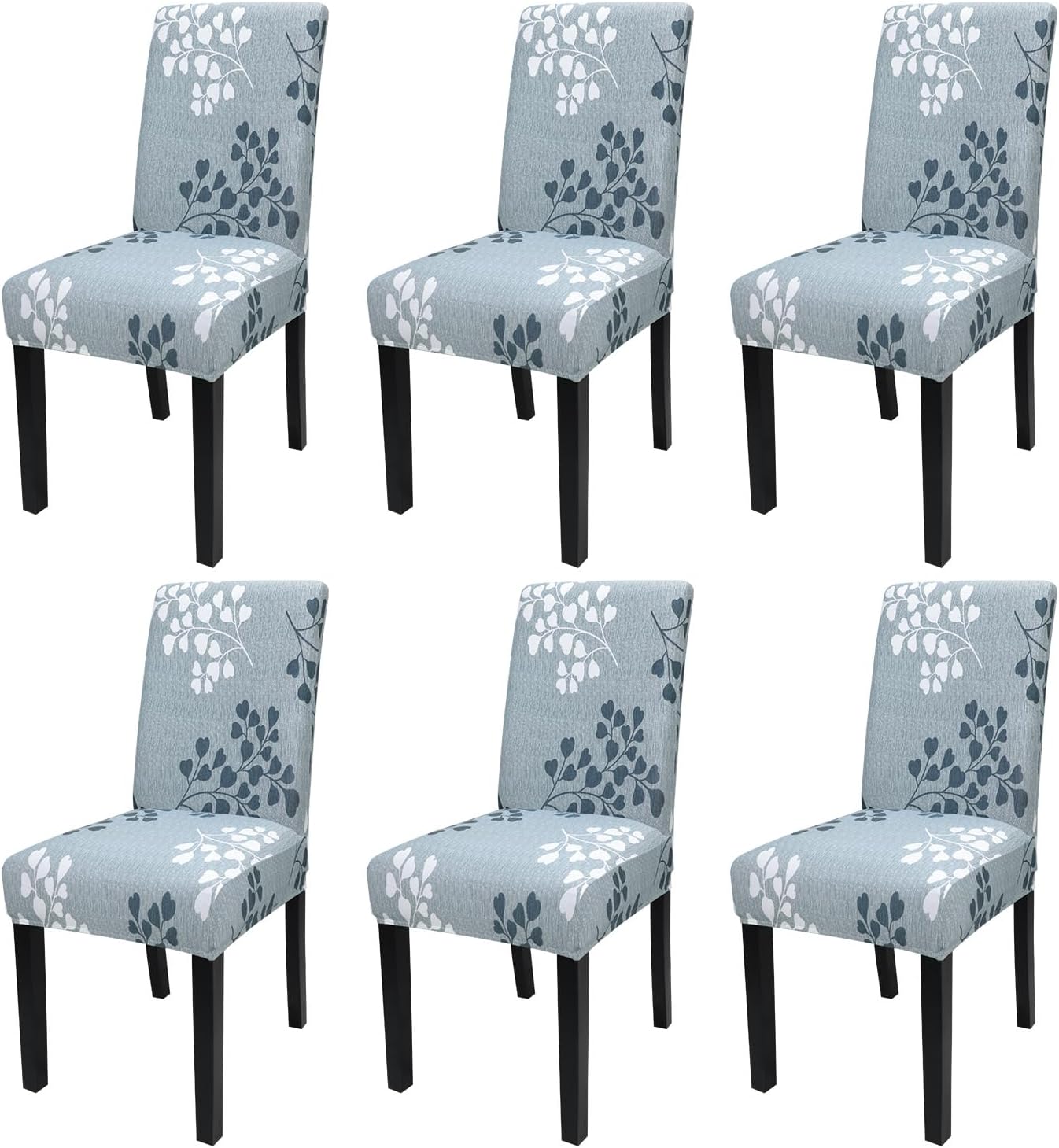 JQinHome Pattern Chair Covers for Dining Room Set of 6, High Stretch Removable Washable Parsons Chair Slipcover for Home Party Hotel Wedding Ceremony (Flower,6PCS)
