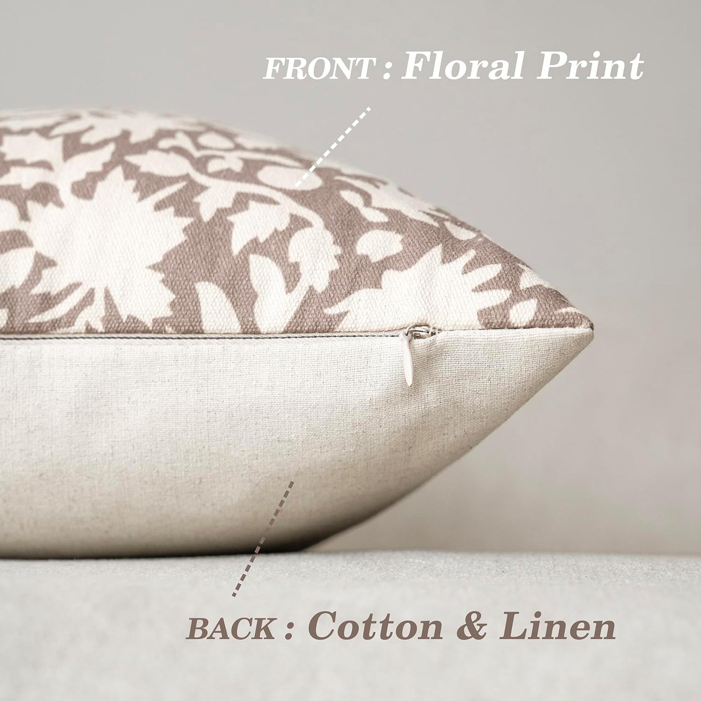 Foindtower Set of 2 Decorative Neutral Floral Throw Pillow Covers Accent Farmhouse Cushion Covers Boho Vintage Pillowcase for Couch Sofa Bedroom Living Room Home Decor Outdoor,22×22 Inch,Tan