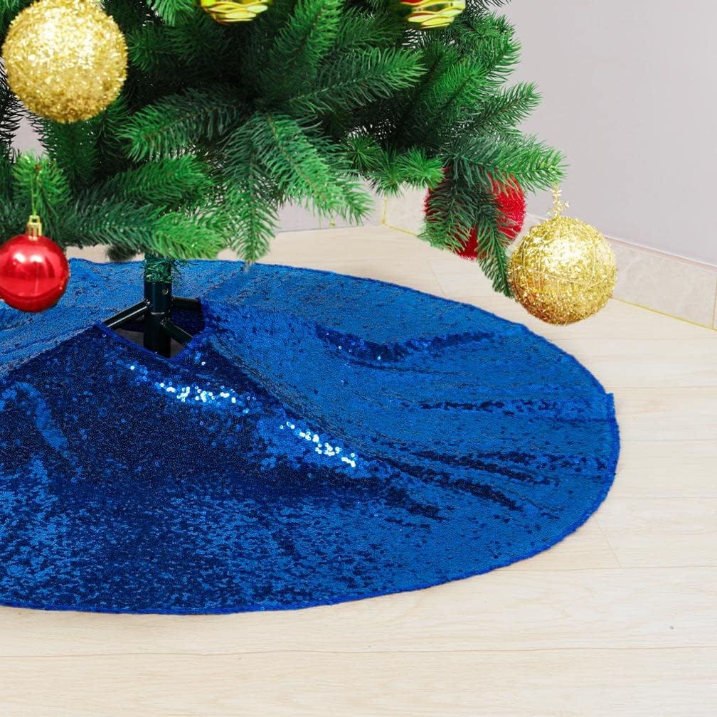 Partisout Sequin Tree Skirt - Glitter, Cotton, Colorful, Slim 36 Inch Tree Skirt for Christmas & Halloween