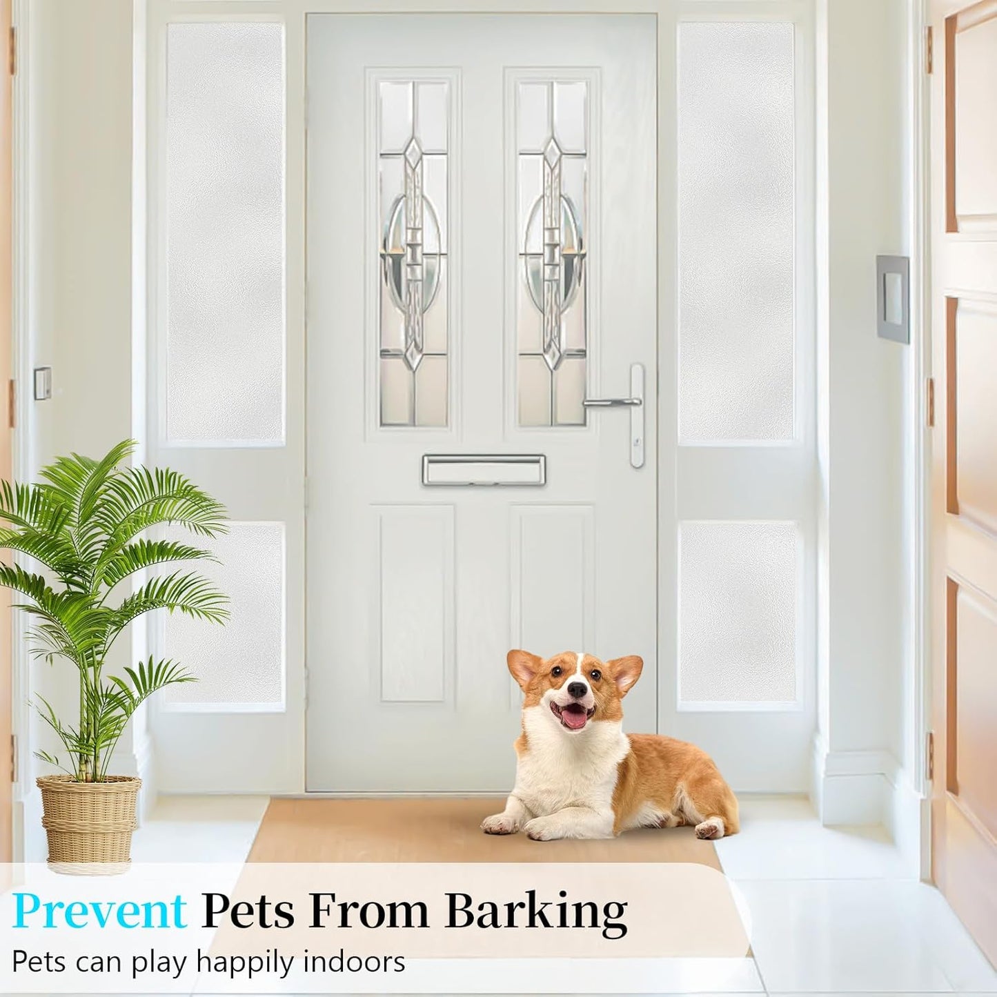 Niviy Frosted Glass Window Film Privacy Day and Night Static Cling Front Door Window Frosting Film,Shower Window Cover, White, 35.4 x 118 inch