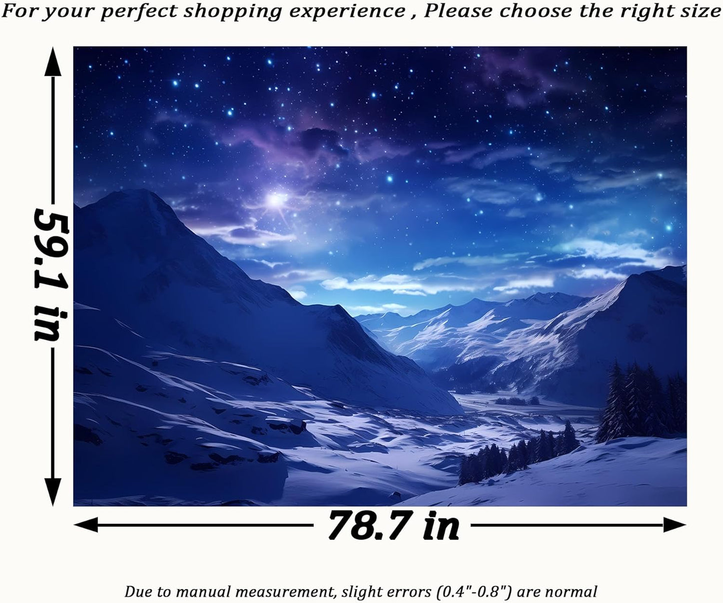 QGHOT Winter Tapestry Wall Hanging Snow Scene Backdrop Snow Mountain Wall Decor Blue Nature Landscape Snowy Large Tapestry for Bedroom Room Dorm, Large