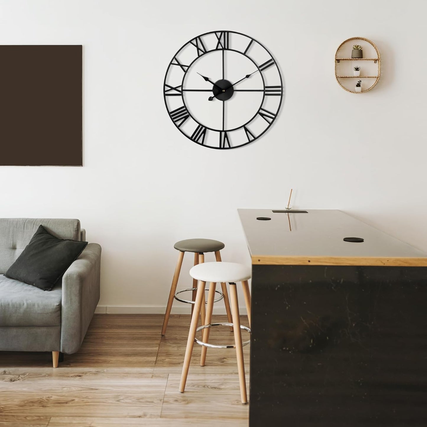 Large Wall Clock For Living Room Decor - 80cm/ 32 Inches Nearly Silent Non-Ticking Metal Wall Clocks Battery Operated, Vintage Decorative Modern Wall Clock For Bedroom, Office, Farmhouse Decor