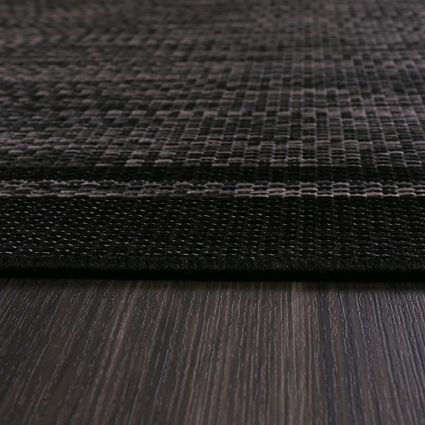CAMILSON Indoor Outdoor Rug, 10x14 Bordered Dark Grey Black Modern Large Area Rugs for Indoor and Outdoor Patios, Kitchen and Hallway Mats, Washable Porch Deck Outside Carpet (Bordered Black, 10 x 14)