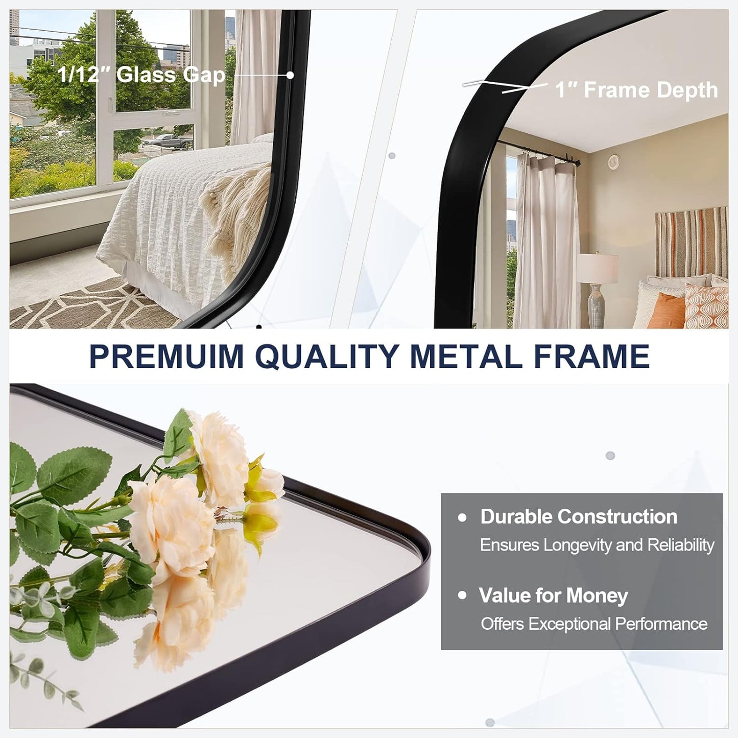 ANDY STAR 30x36” Black Bathroom Mirror, Oblong Vanity Mirror with Stainless Steel Metal Frame, Matte Black Oval Mirror for Over Sink, Modern Anti Rust Wall Mounted