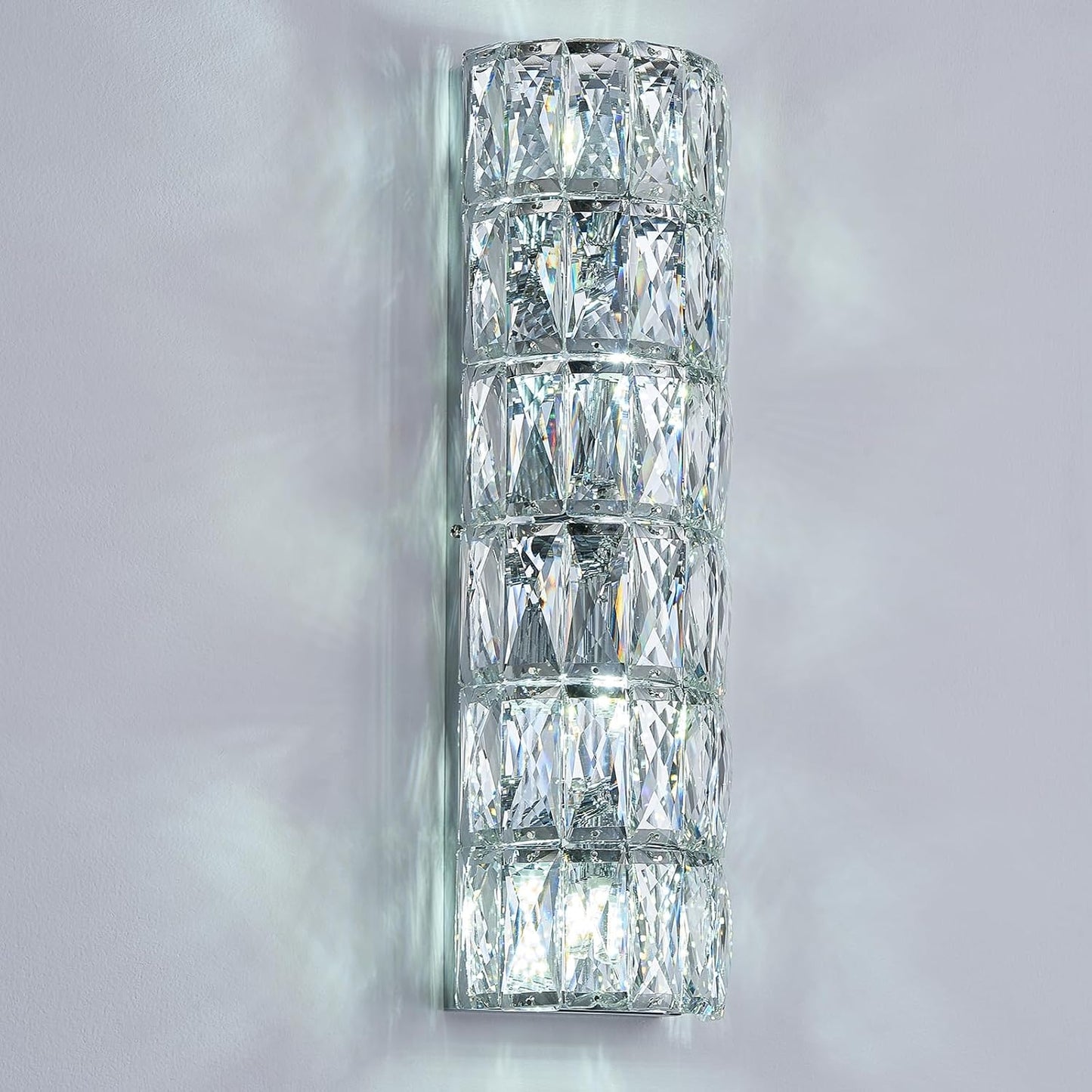 6 Layer Chrome Crystal Wall Sconce, Modern Wall Lamp Light Fixture for Bathroom Vanity, Stairway, Kitchen, Living Room, Bedroom, Hallway
