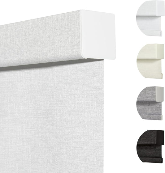 Persilux Blackout Roller Shades & Blinds Windows Shades Free-Stop Blackout Blinds with Jacquard Fabric,Cordless Blinds Pull Down Shades for Home, Easy to Install for Door/Office, White(44" W x 72" H)