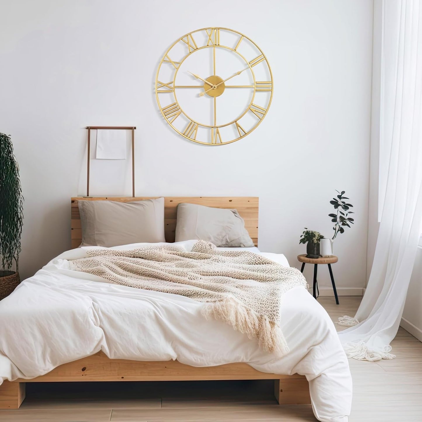 Large Wall Clock - 40cm/ 16 Inches Silent Non-Ticking, Battery Operated, Gold Vintage Decorative Modern Metal Wall Clocks for Living Room, Bedroom, Office, Farmhouse Decor