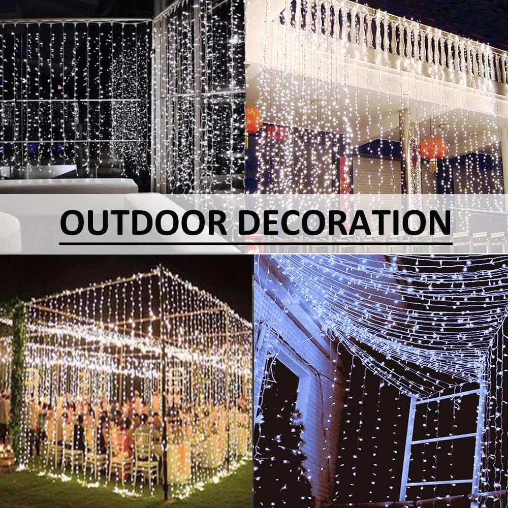 Solhice LED Curtain Lights Outdoor 30ft x10ft Cool White, 720 LED Plug in Hanging Christmas String Lights Indoor, Twinkle Light Backdrop for Outside Backyard Wedding Bedroom Decor (Not Connectable)