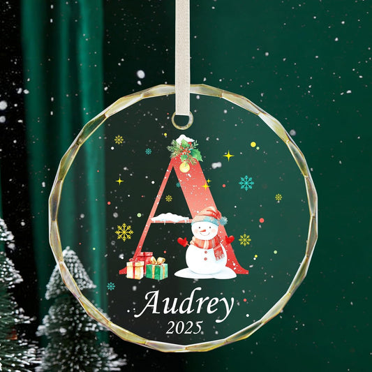 Personalized Christmas Ornaments with Initial Name, Acrylic Custom Monogram Initial A-Z Christmas Ornament 2025 for Kids Family Friends, Customized Letter Name Ornaments for Christmas Tree Decorations