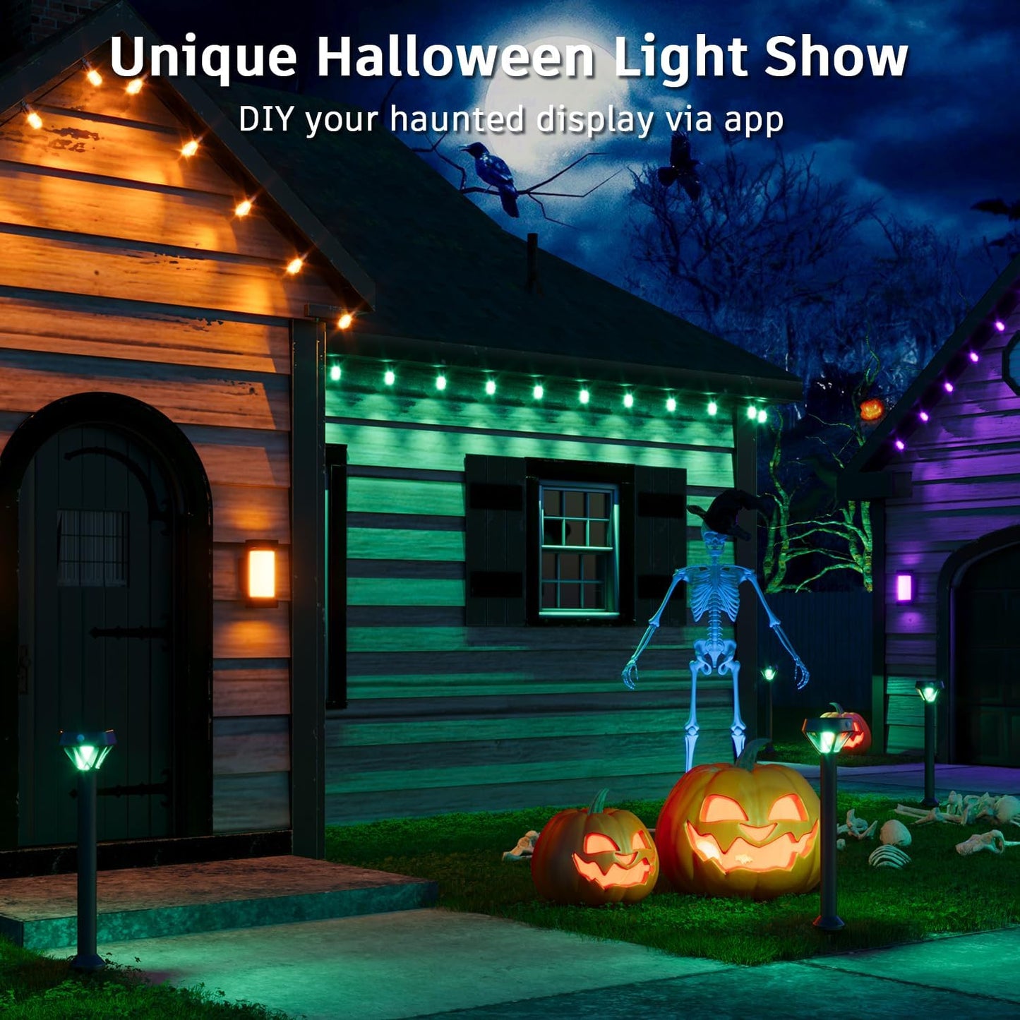 XMCOSY+ Smart Outdoor String Lights - 64ft RGBCWIC Patio Lights with 24 Color Changing Bulbs, LED String Light for Outside Backyard Bistro Party, APP WiFi Control, Work with Alexa, IP65 Waterproof