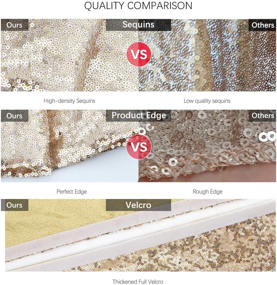 36 Inches Christmas Tree Skirt Champagne Gold Tree Skirt Sequin Glitter Tree Skirt for 4ft Tree Christmas Decoration