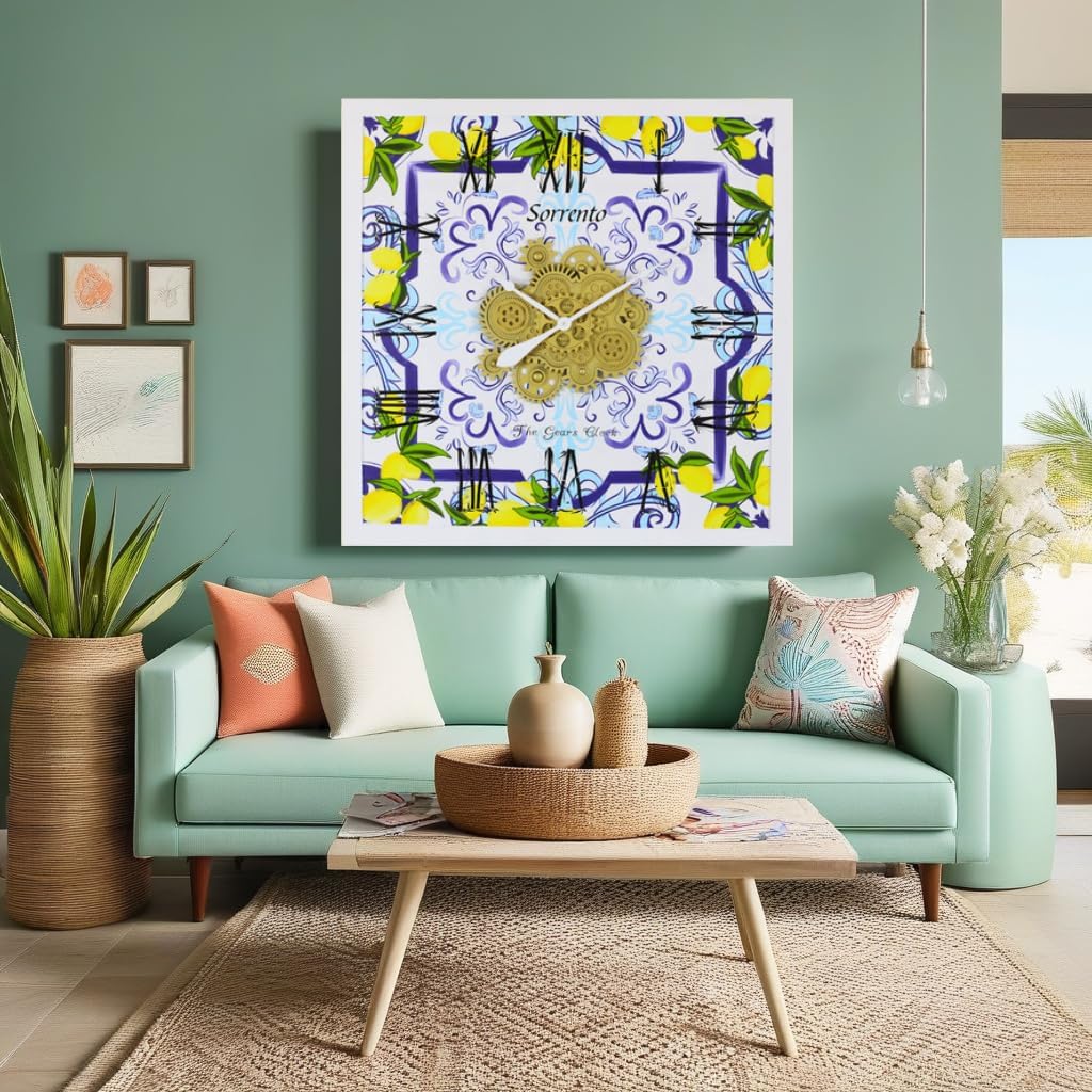 The Gears Clock Wall Clock Italy Collection with Moving Gears (Sorrento, 36 inch Square)