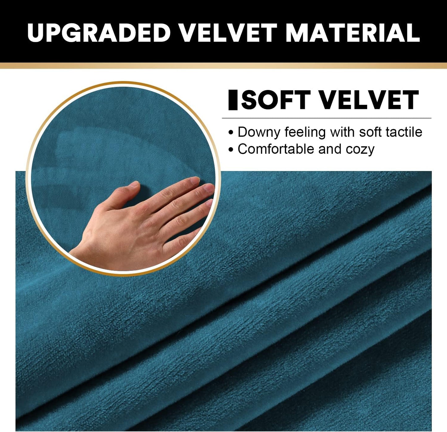 PrinceDeco Sectional Couch Covers 3 Pieces Velvet Sofa Covers L Shape Soft Couch Covers for Sectional Sofa Corner Sofa Cover Couch Cover for Dogs Washable (2 Seater + 1 Chaise,Deep Teal)