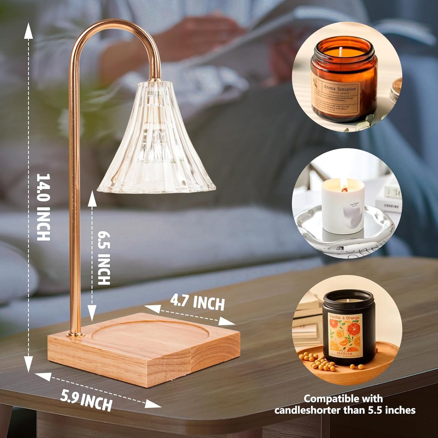 GEEZO Fragrance Candle Warmer Lamp，Electric Candle Warmer with Timer & Dimmer，Mom Christmas Birthday Gifts for Women, House Warming Gifts New Home Bedroom Decor