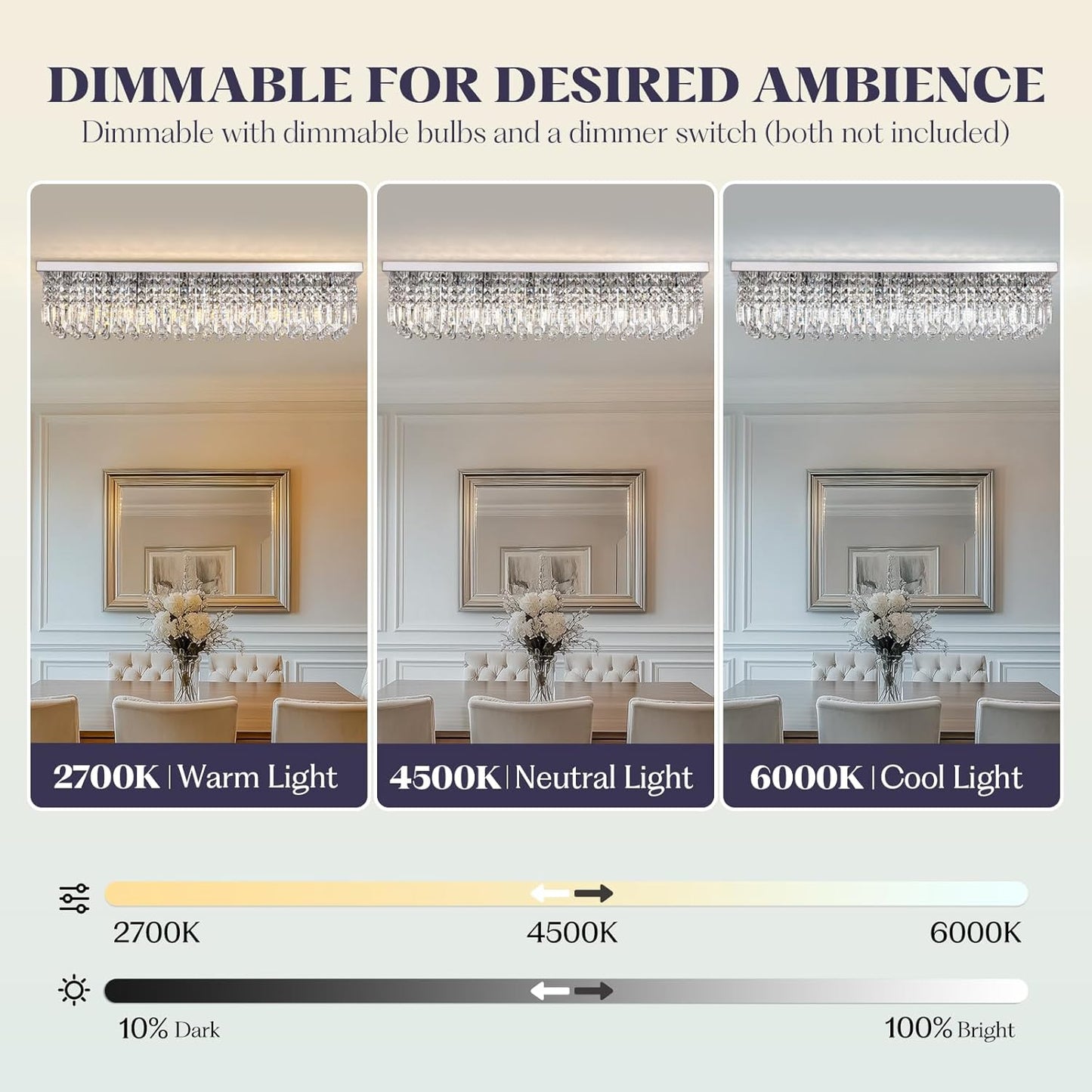 Modern Crystal Chandelier, 8-Lights Rectangle Chandelier Rectangular Flush Mount Pendant Ceiling Light Fixture K9 Crystal Raindrop Chandeliers for Dining Living Room Kitchen Island 𝐋𝟒𝟎 𝐈𝐧𝐜𝐡