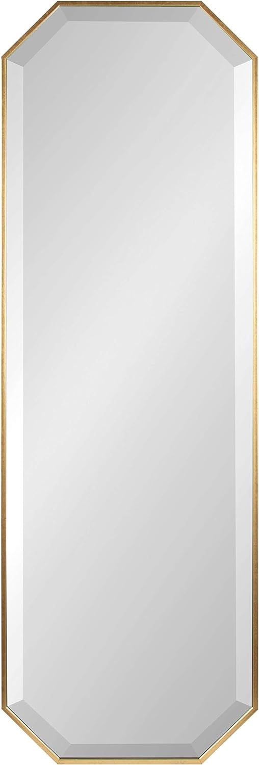 Kate and Laurel Rhodes Modern Full Length Framed Octagon Wall Mirror, 16 x 48, Gold, Decorative Glam Geometric Wall Accent