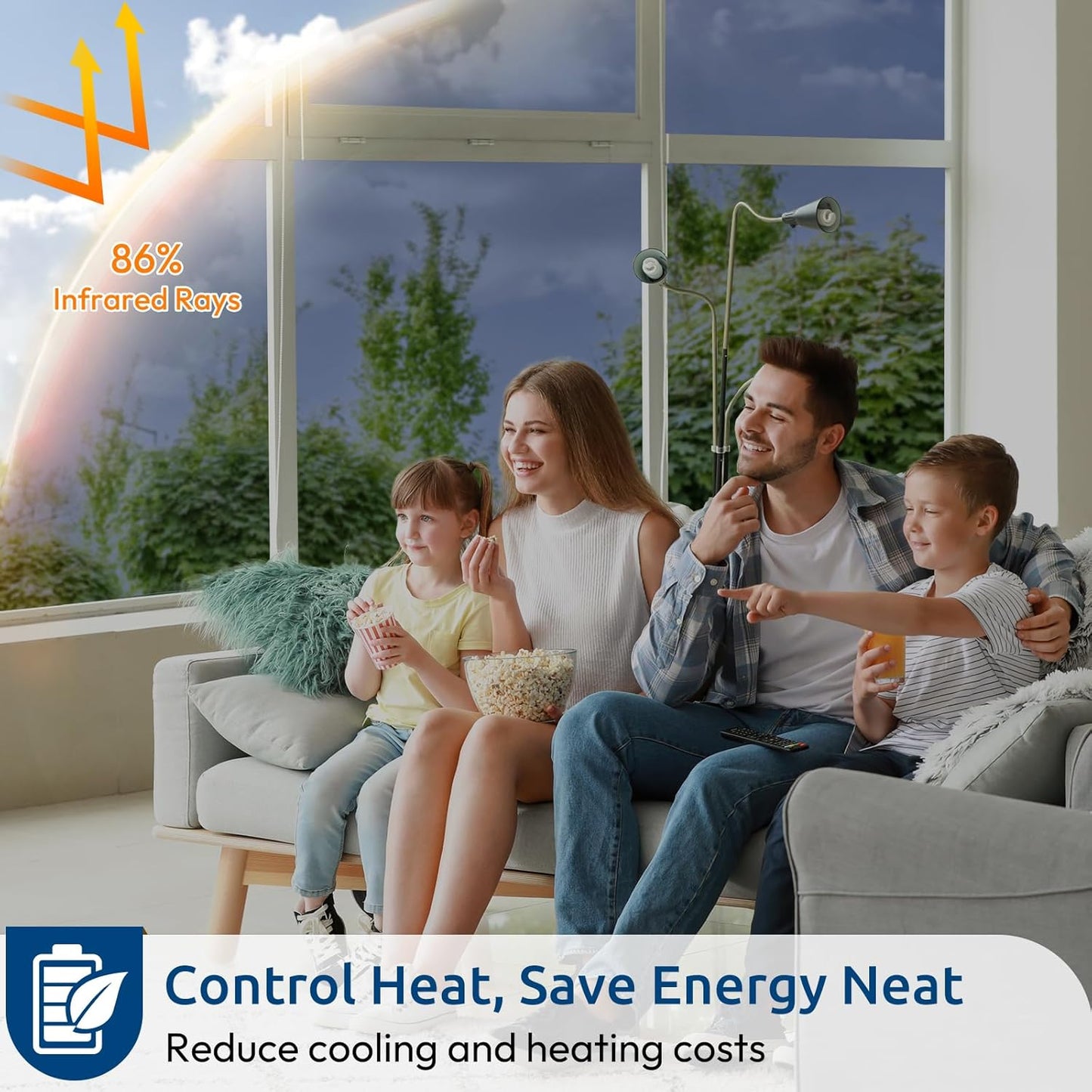 rabbitgoo Window Privacy Film One Way Window Tint for Home, Removable Reflective Heat Sun Blocking Anti UV Glass Door Covering, Mirror Tinting Film House Office, 23.6 in X 9.8 Feet, Blue Silver